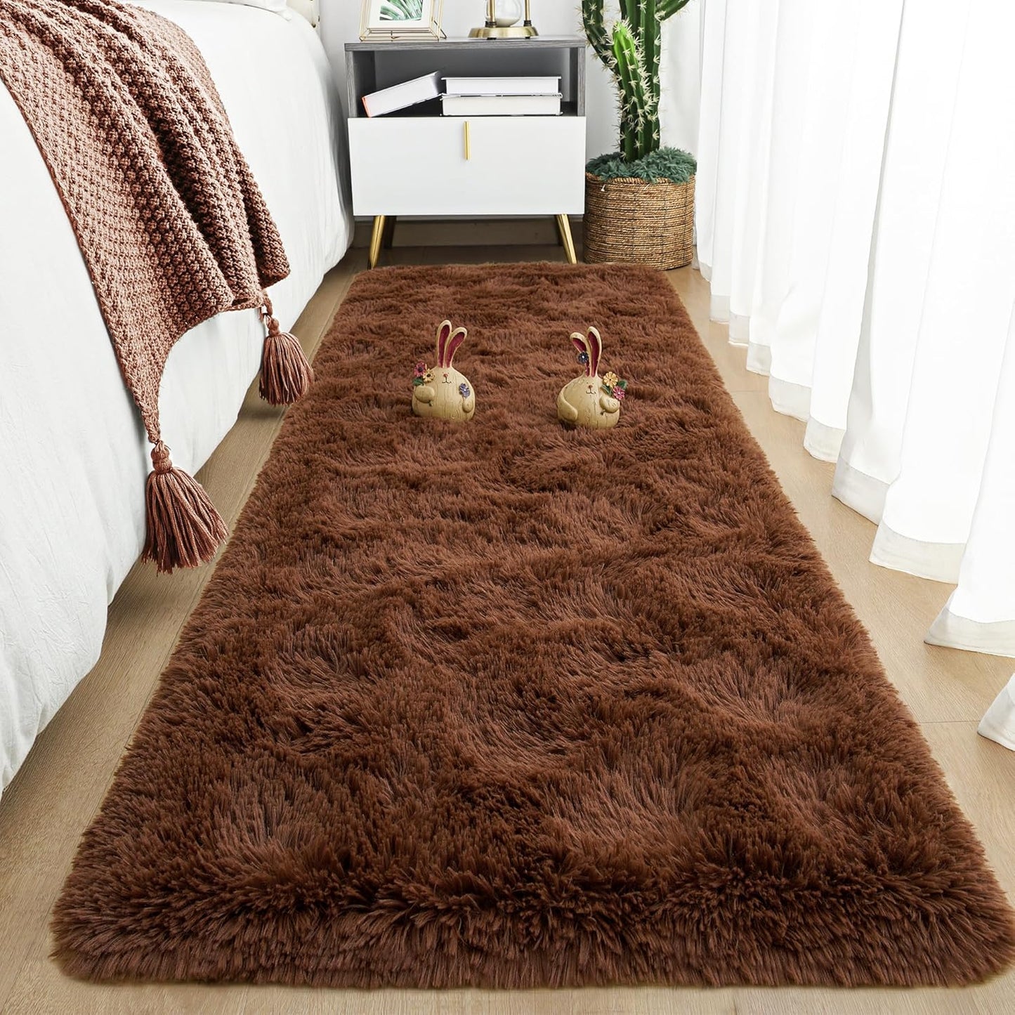 Area Rugs 8x10 for Living Room, Super Soft Fluffy Rugs for Bedroom, Modern Shaggy Rug Fuzzy Carpets for Kids, Plush Indoor Nursery Home Decor Rug with Non-Slip Bottom, Black