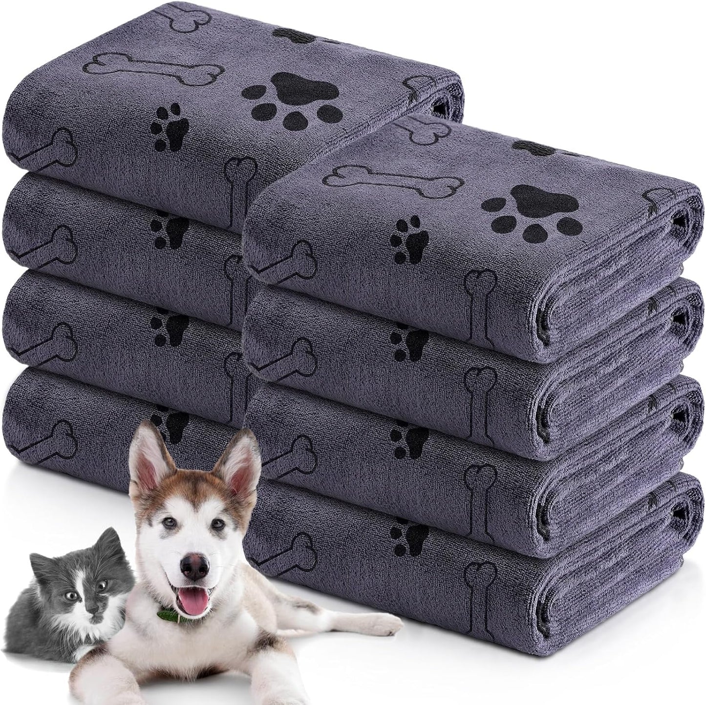 8 Pcs Bulk Towels for Drying Dogs Cats Pet Towels Puppy Microfiber Quick Drying Dog Paw Bath Bathing Supplies Absorbent for Medium Pets(Bright Color,40 x 24 Inch)