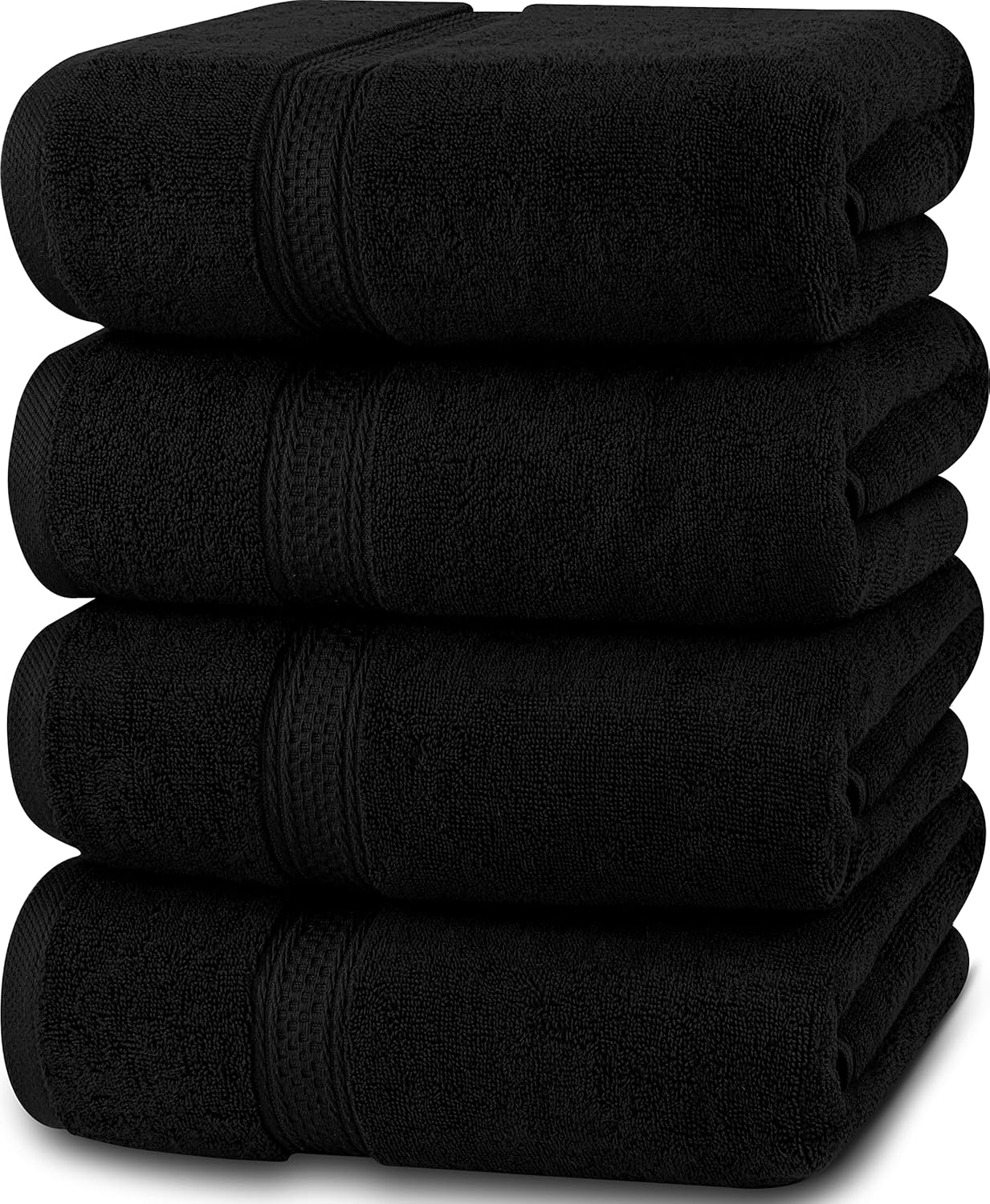 4 Pack Premium Bath Towels Set, (27 x 54 Inches) 100% Ring Spun Cotton 600GSM, Lightweight and Highly Absorbent Quick Drying Towels, Perfect for Daily Use (Grey)