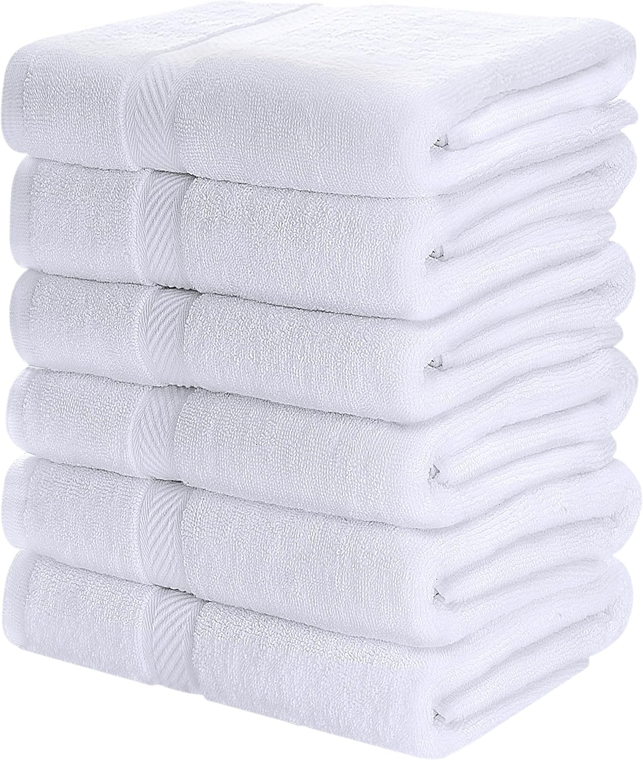 6 Pack Bath Towel Set (24 x 48 Inches), 500 GSM 100% Ring Spun Cotton Medium Lightweight and Highly Absorbent Quick Drying, Premium Towels for Hotel, Spa and Bathroom (Grey)