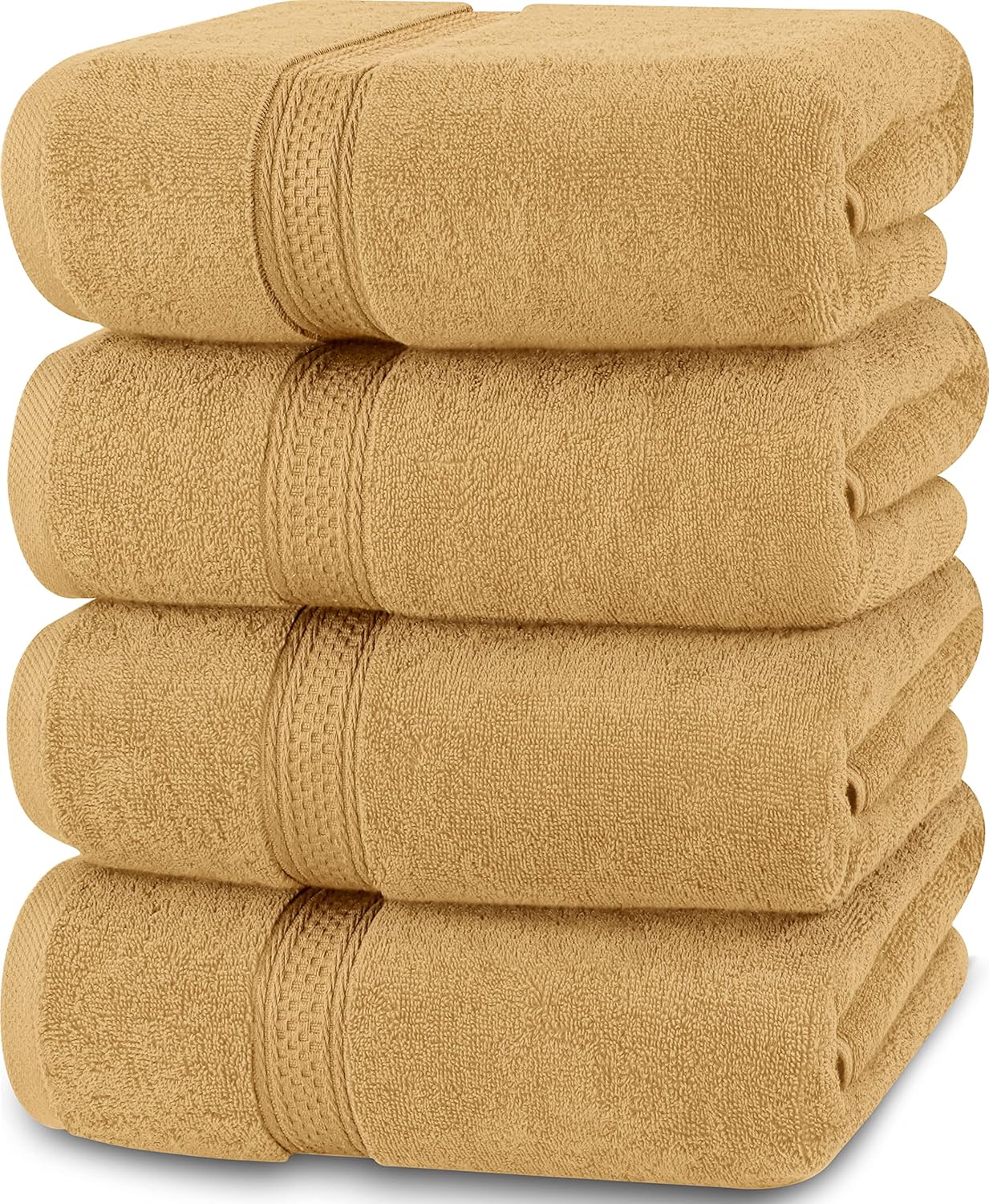 4 Pack Premium Bath Towels Set, (27 x 54 Inches) 100% Ring Spun Cotton 600GSM, Lightweight and Highly Absorbent Quick Drying Towels, Perfect for Daily Use (Grey)