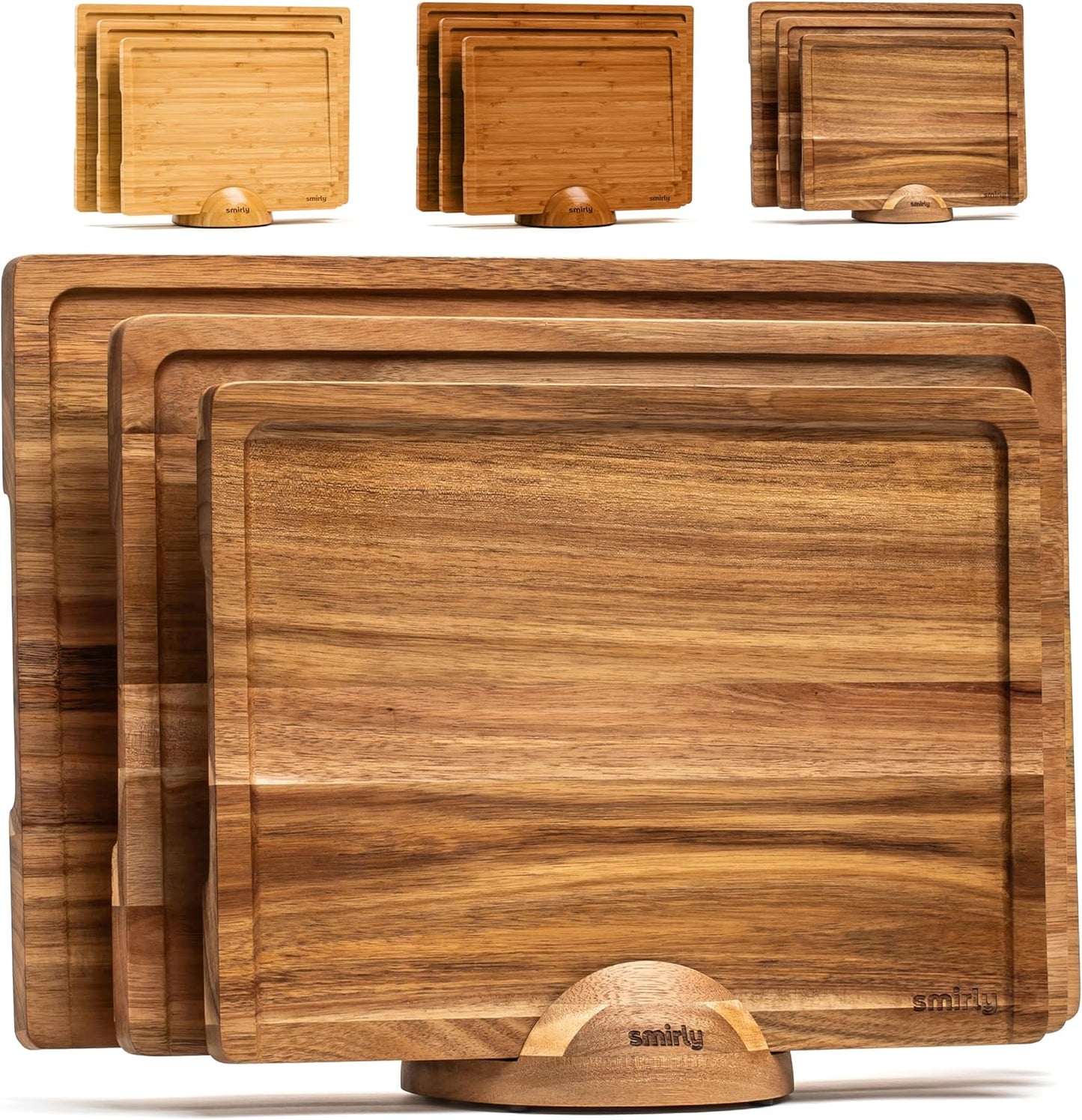 Wooden Cutting Boards For Kitchen Meal Prep & Serving - Bamboo Cutting Board Set with Holder, Charcuterie & Chopping Board, Wooden Cutting Board Set, Kitchen Gadgets