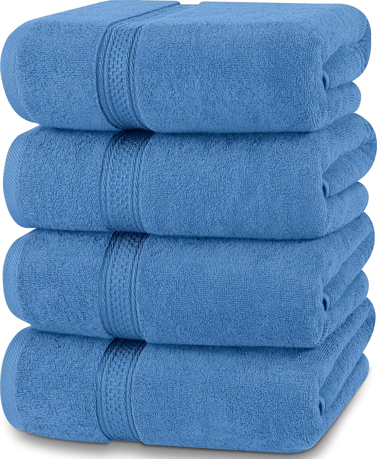 4 Pack Premium Bath Towels Set, (27 x 54 Inches) 100% Ring Spun Cotton 600GSM, Lightweight and Highly Absorbent Quick Drying Towels, Perfect for Daily Use (Grey)