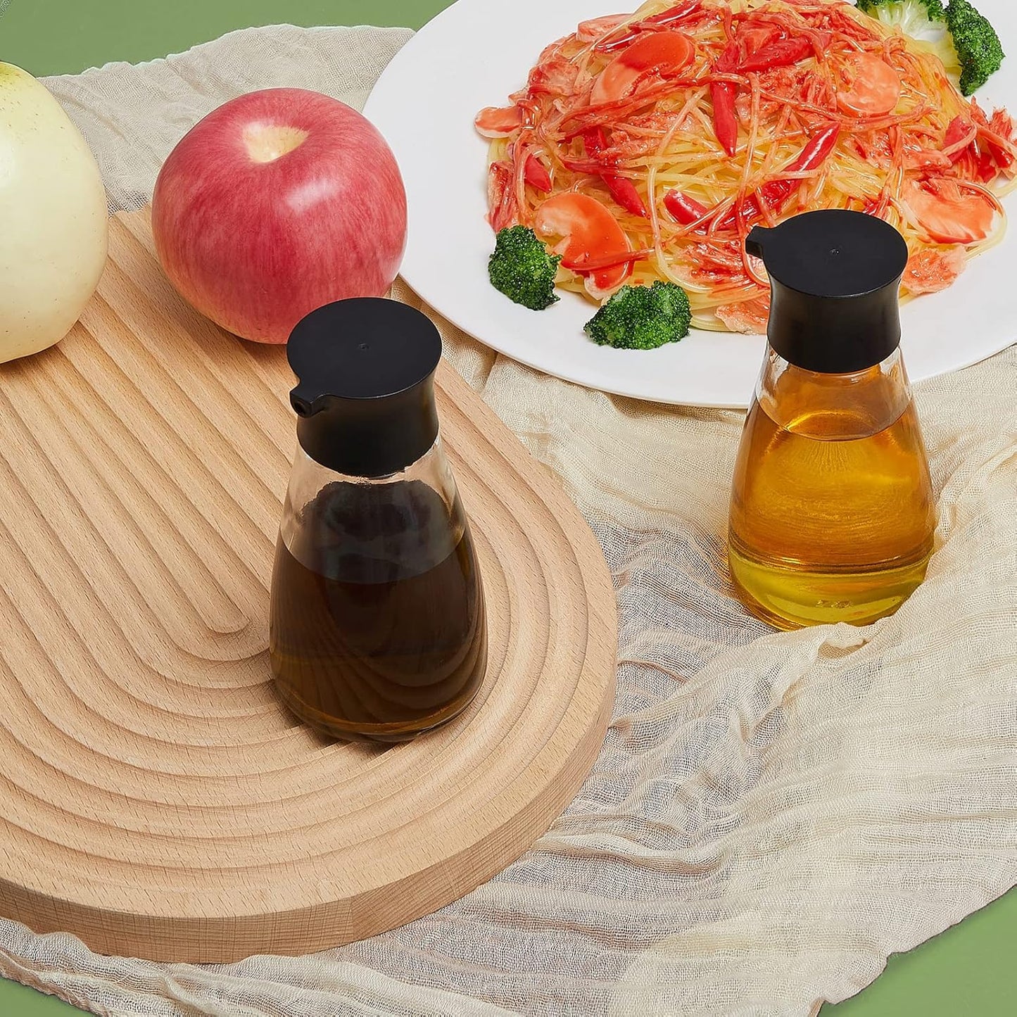 30 Pcs Soy Sauce Dispenser Leakproof Cruet Dispenser Set Small Sauce Bottles Glass Soy Sauce Container Oil Dispensing Bottles Seasoning Vinegar Cruet with Lid for Kitchen Cooking, Black