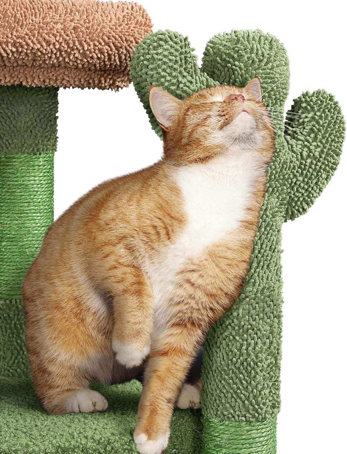 Cactus Cat Tree, 42in Cat Tower for Indoor Cats, Multi Level Cat Condo Scratching Post, Cat Activity Center Pet Furniture w/Ball, Plush Perch, Platform, Basket