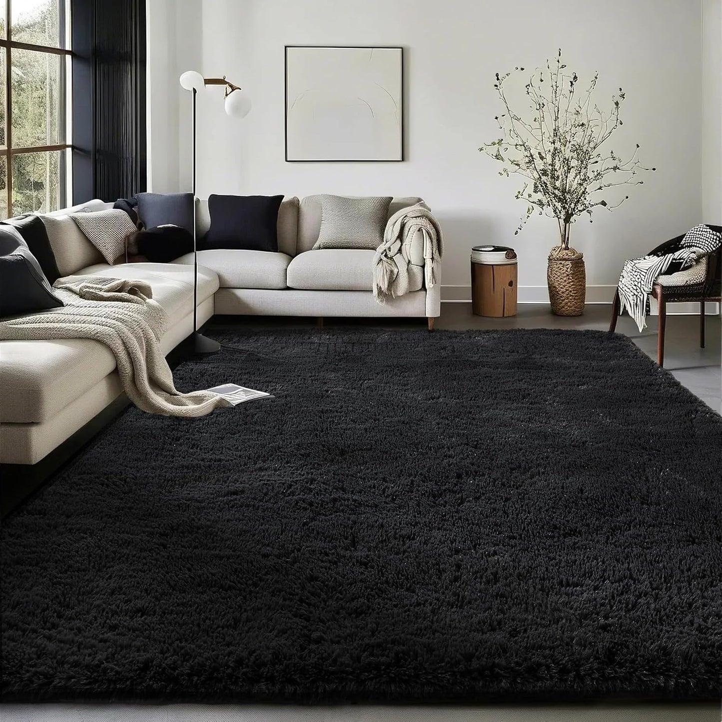Rugs for Living Room Grey, Fluffy Shag Large Fuzzy Plush Soft Area Rug, 5x8 Gray Shaggy Carpets for Bedroom, Kids Boys Girls Dorm Nursery Home Decor Aesthetic