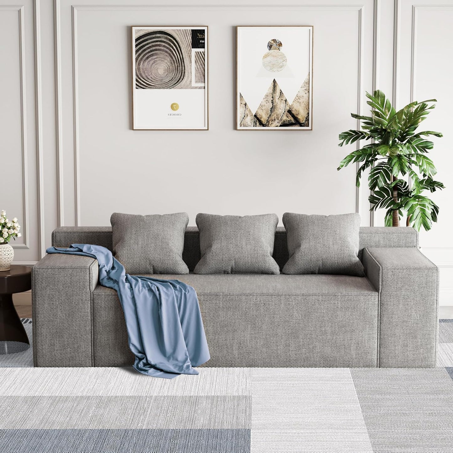 Modular Sectional Sofa, 35" Small Sofa Couch, Corduroy Sofa Sleeper Deep Seat Sofa with Adjustable Backrest, Small Couch for Small Spaces, Living Room, Bedroom, Apartment,White Office Couch