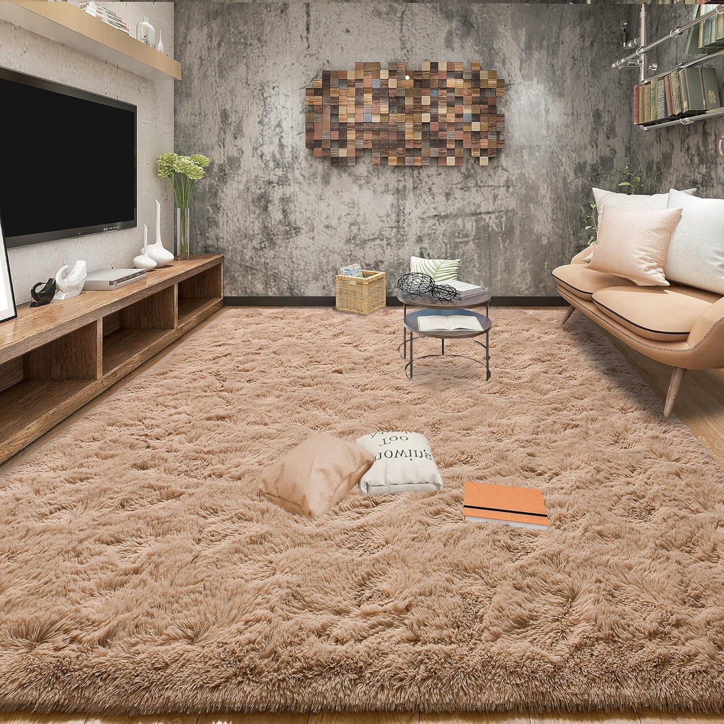 Area Rugs 8x10 for Living Room, Super Soft Fluffy Rugs for Bedroom, Modern Shaggy Rug Fuzzy Carpets for Kids, Plush Indoor Nursery Home Decor Rug with Non-Slip Bottom, Black