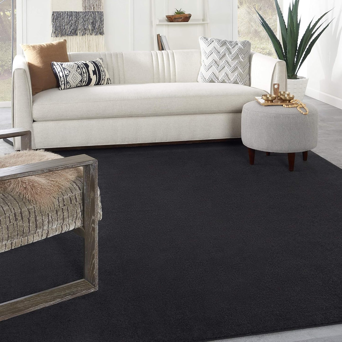 Lndoor/Outdoor Ivory Beige 8' x 10' Area Rug, Easy Cleaning, Non Shedding, Bed Room, Living Room, Dining Room, Backyard, Deck, Patio (8x10)