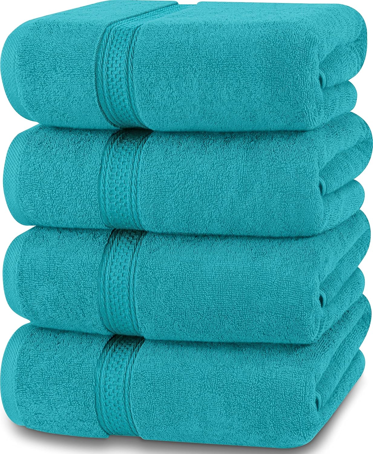 4 Pack Premium Bath Towels Set, (27 x 54 Inches) 100% Ring Spun Cotton 600GSM, Lightweight and Highly Absorbent Quick Drying Towels, Perfect for Daily Use (Grey)