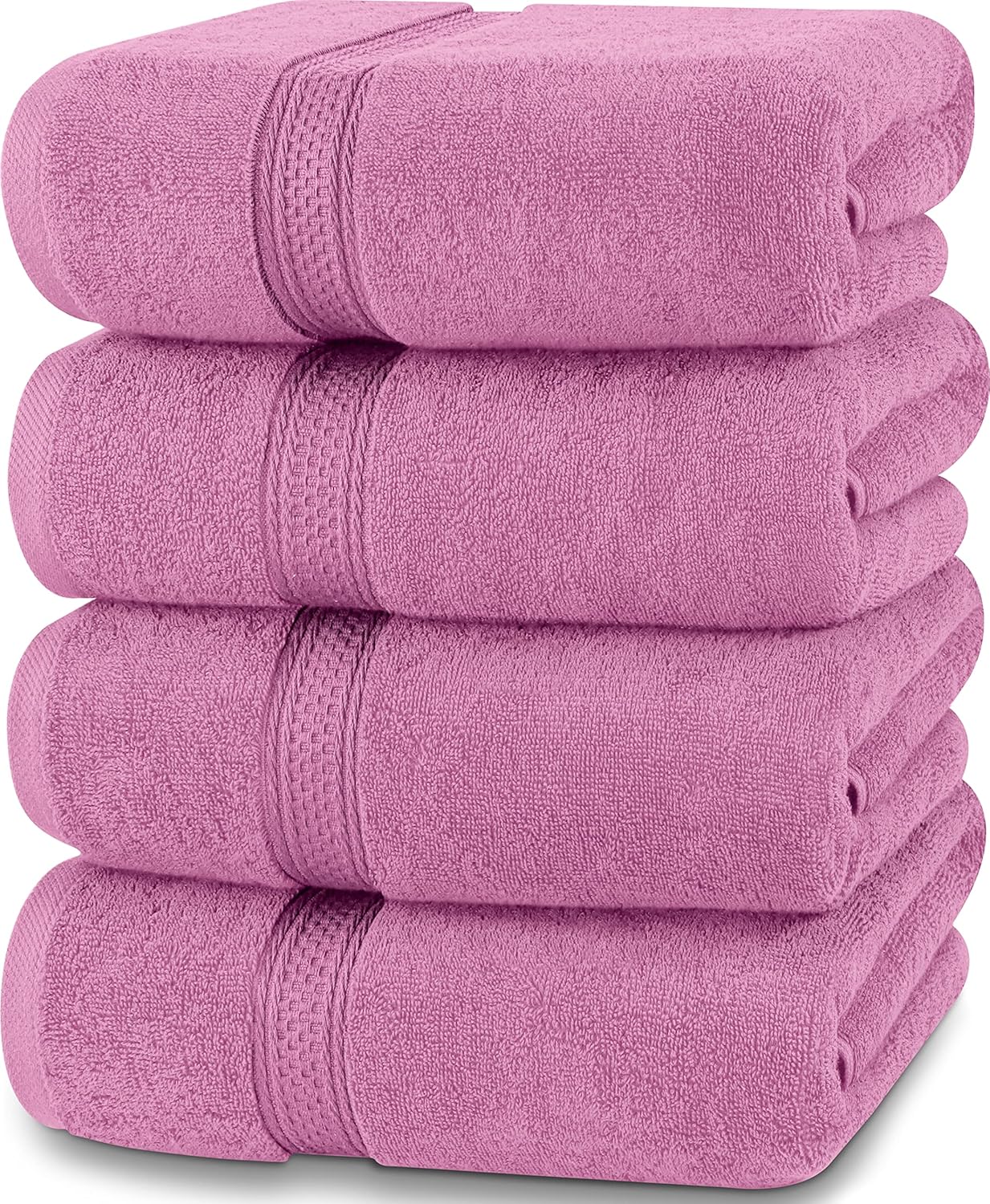 4 Pack Premium Bath Towels Set, (27 x 54 Inches) 100% Ring Spun Cotton 600GSM, Lightweight and Highly Absorbent Quick Drying Towels, Perfect for Daily Use (Grey)