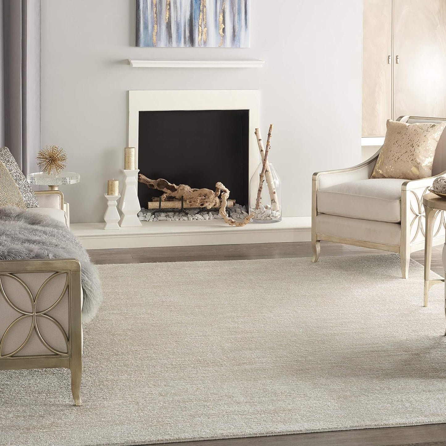 Lndoor/Outdoor Ivory Beige 8' x 10' Area Rug, Easy Cleaning, Non Shedding, Bed Room, Living Room, Dining Room, Backyard, Deck, Patio (8x10)
