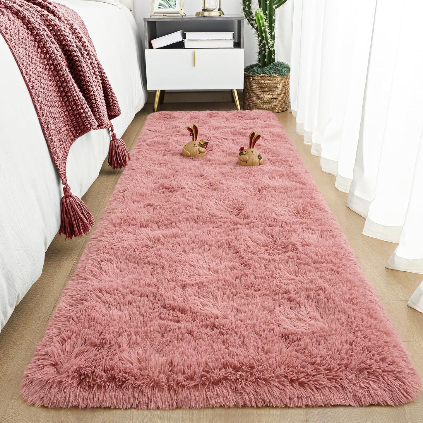 Area Rugs 8x10 for Living Room, Super Soft Fluffy Rugs for Bedroom, Modern Shaggy Rug Fuzzy Carpets for Kids, Plush Indoor Nursery Home Decor Rug with Non-Slip Bottom, Black