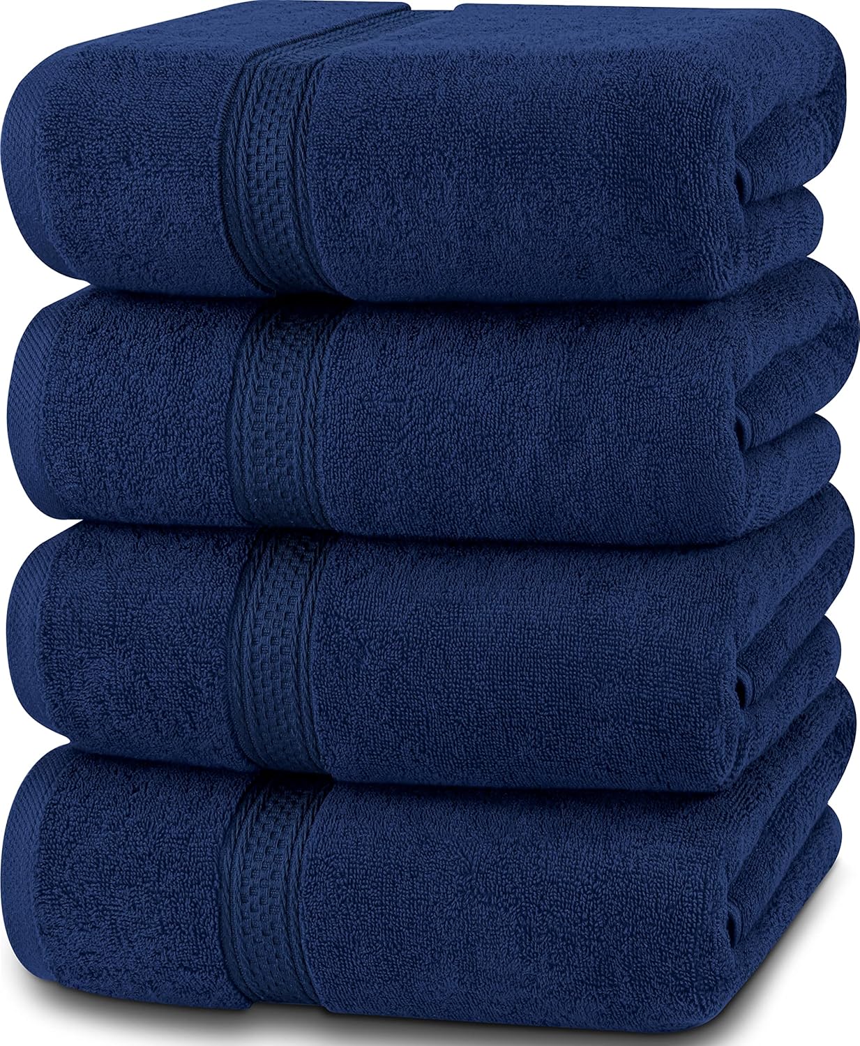 4 Pack Premium Bath Towels Set, (27 x 54 Inches) 100% Ring Spun Cotton 600GSM, Lightweight and Highly Absorbent Quick Drying Towels, Perfect for Daily Use (Grey)