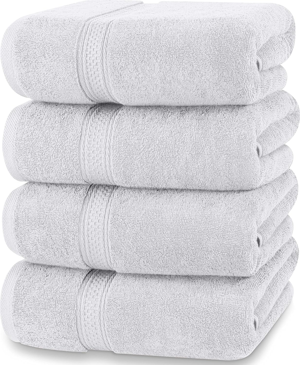 4 Pack Premium Bath Towels Set, (27 x 54 Inches) 100% Ring Spun Cotton 600GSM, Lightweight and Highly Absorbent Quick Drying Towels, Perfect for Daily Use (Grey)