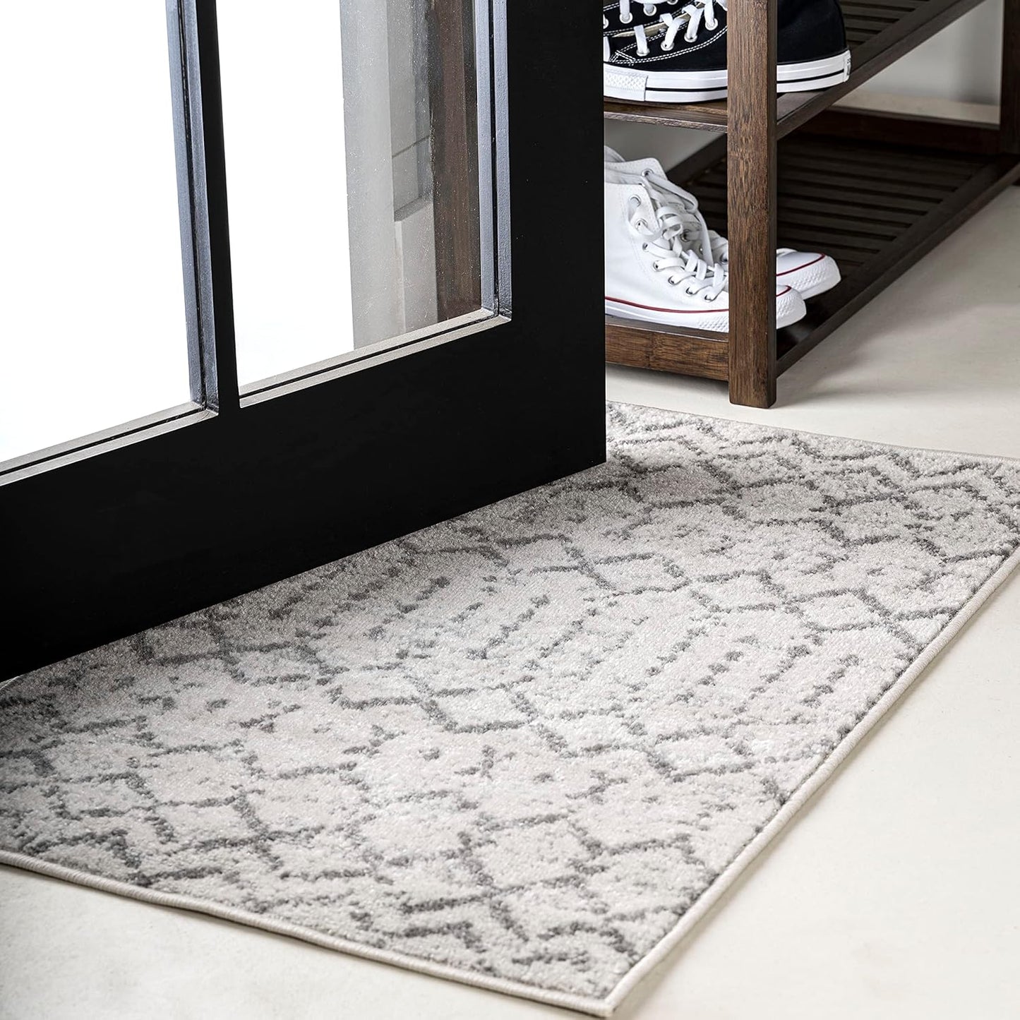 MOH101B-8 Moroccan Hype Boho Vintage Diamond 8 ft. x 10 ft. Area-Rug, Bohemian, Southwestern, Casual, Transitional, Pet Friendly, Non Shedding, Stain Resistant, Easy-Cleaning, Cream/Gray
