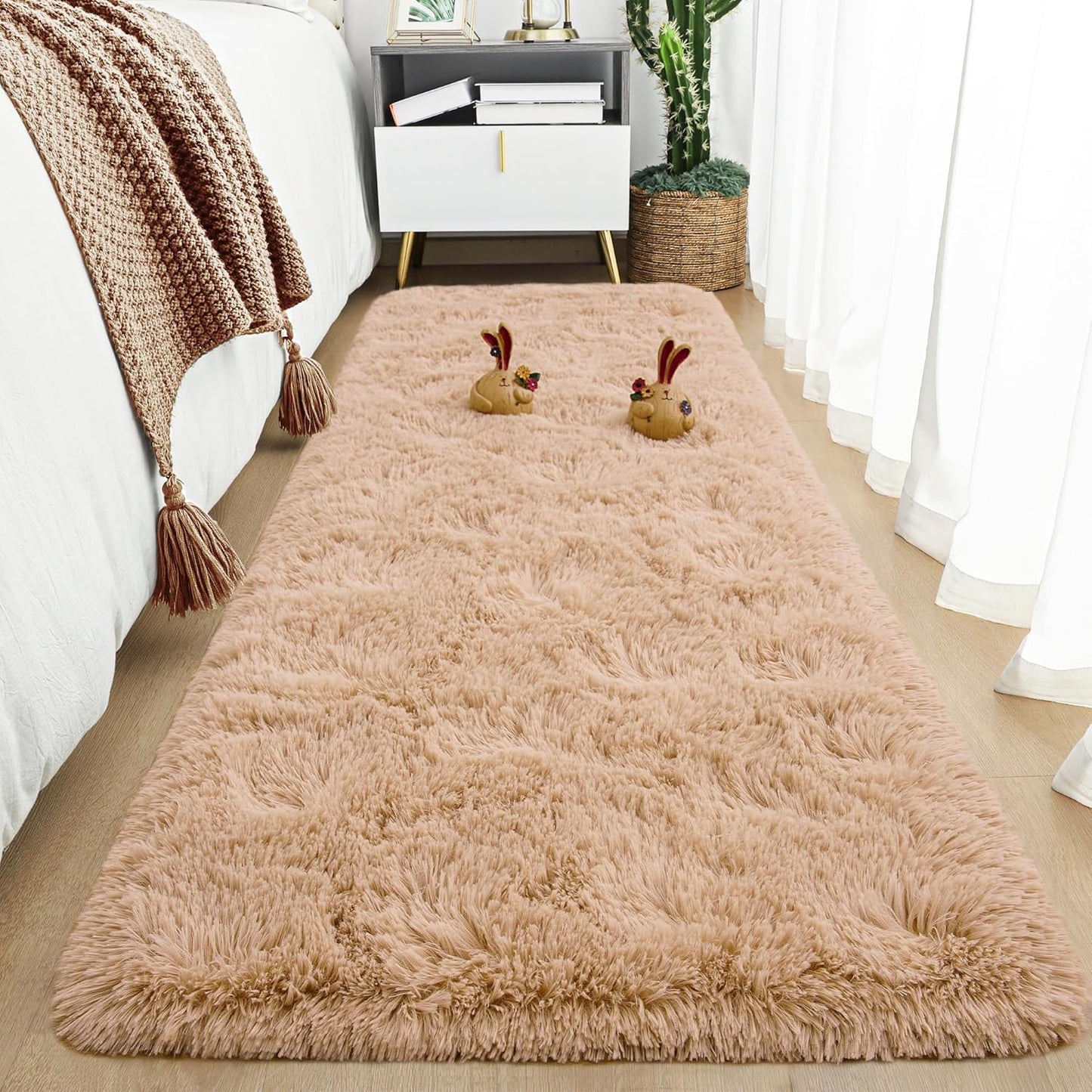 Area Rugs 8x10 for Living Room, Super Soft Fluffy Rugs for Bedroom, Modern Shaggy Rug Fuzzy Carpets for Kids, Plush Indoor Nursery Home Decor Rug with Non-Slip Bottom, Black