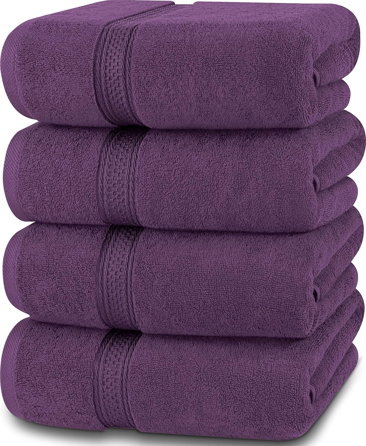 4 Pack Premium Bath Towels Set, (27 x 54 Inches) 100% Ring Spun Cotton 600GSM, Lightweight and Highly Absorbent Quick Drying Towels, Perfect for Daily Use (Grey)