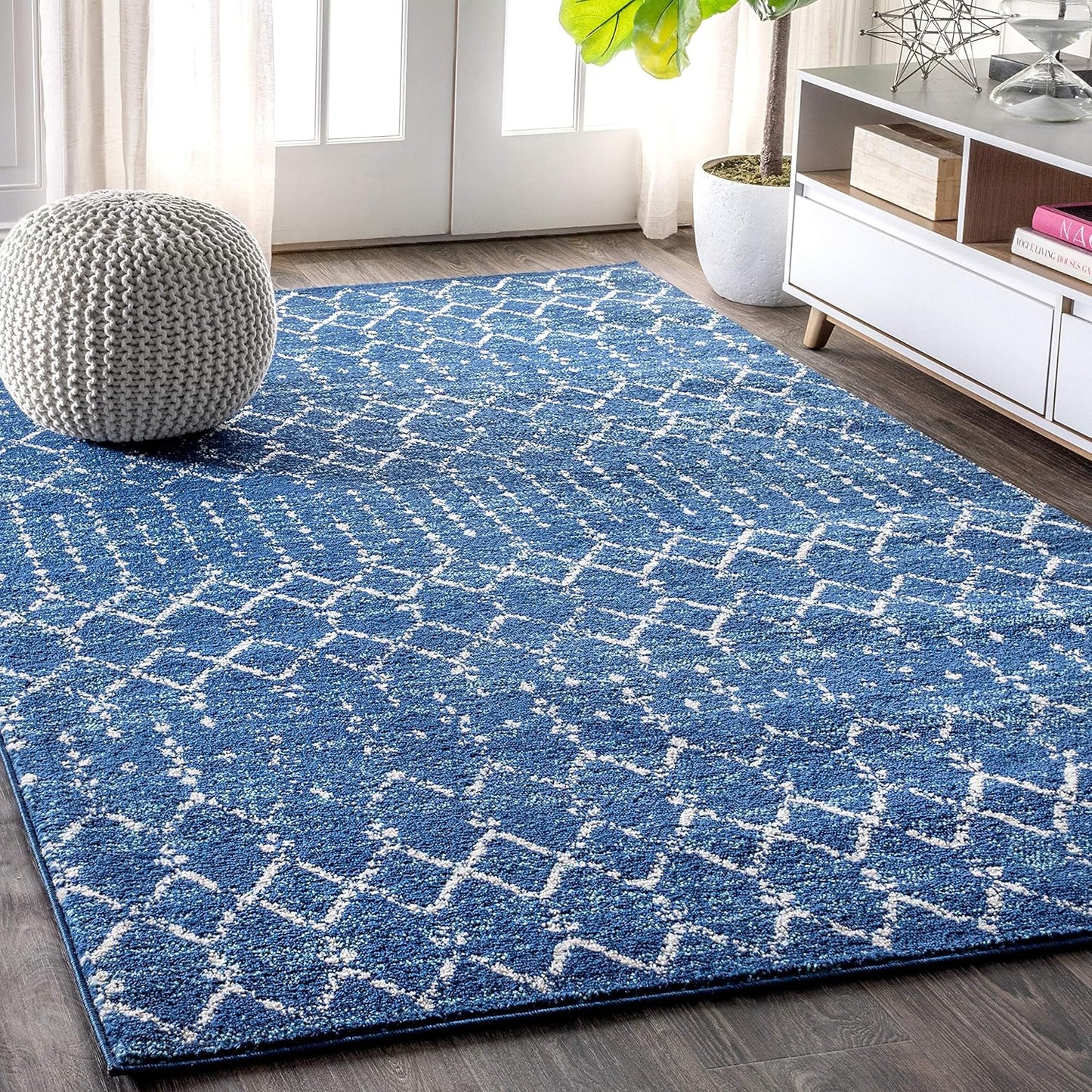 MOH101B-8 Moroccan Hype Boho Vintage Diamond 8 ft. x 10 ft. Area-Rug, Bohemian, Southwestern, Casual, Transitional, Pet Friendly, Non Shedding, Stain Resistant, Easy-Cleaning, Cream/Gray