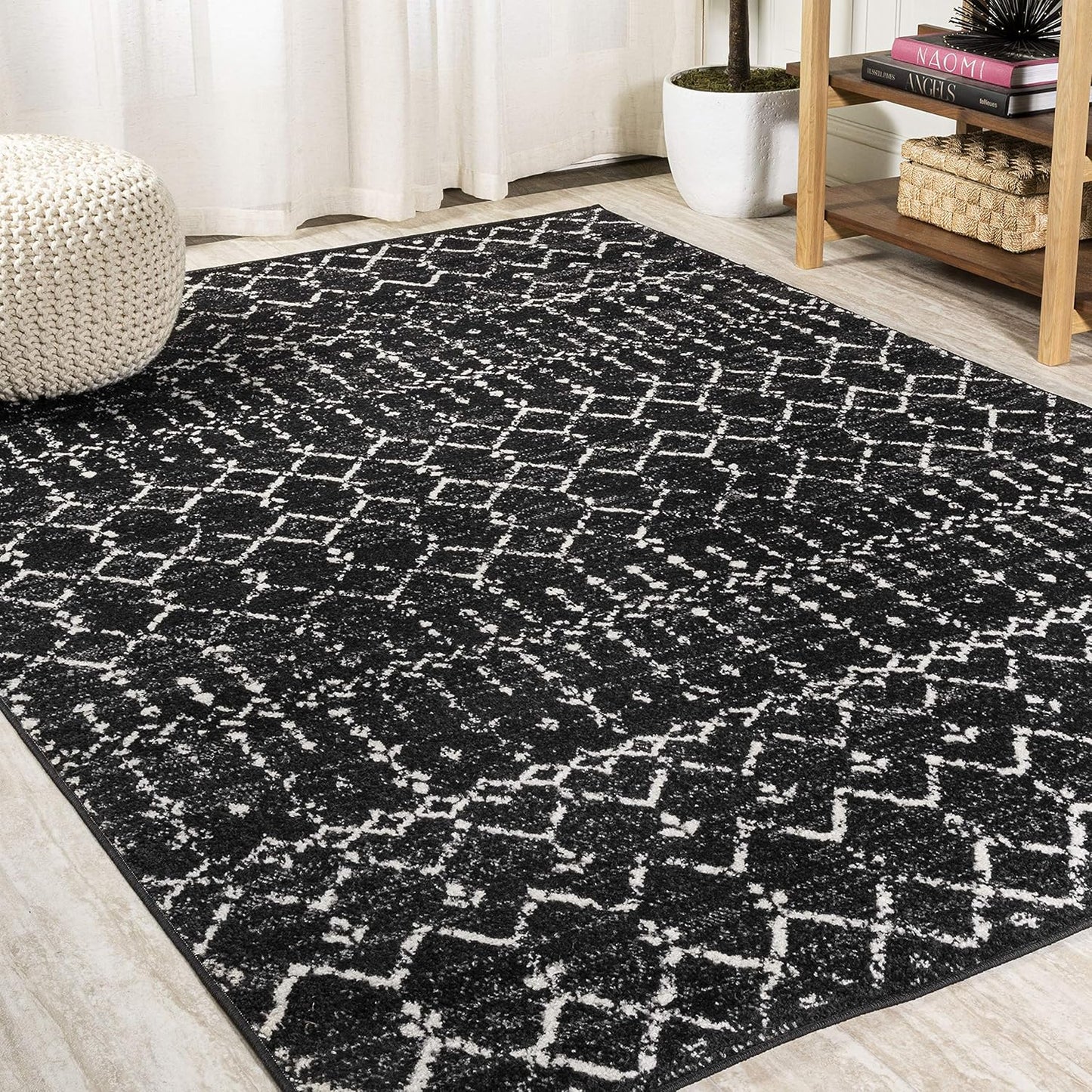 MOH101B-8 Moroccan Hype Boho Vintage Diamond 8 ft. x 10 ft. Area-Rug, Bohemian, Southwestern, Casual, Transitional, Pet Friendly, Non Shedding, Stain Resistant, Easy-Cleaning, Cream/Gray