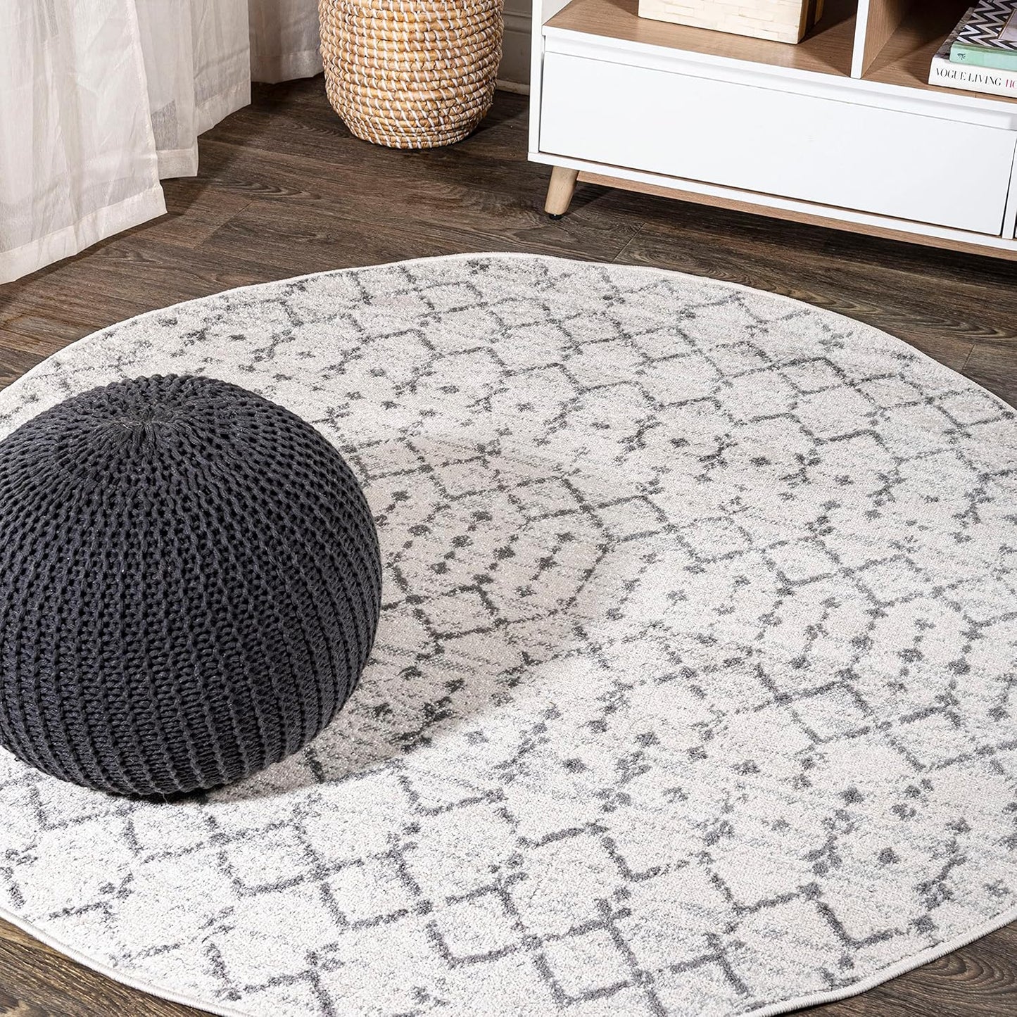 MOH101B-8 Moroccan Hype Boho Vintage Diamond 8 ft. x 10 ft. Area-Rug, Bohemian, Southwestern, Casual, Transitional, Pet Friendly, Non Shedding, Stain Resistant, Easy-Cleaning, Cream/Gray