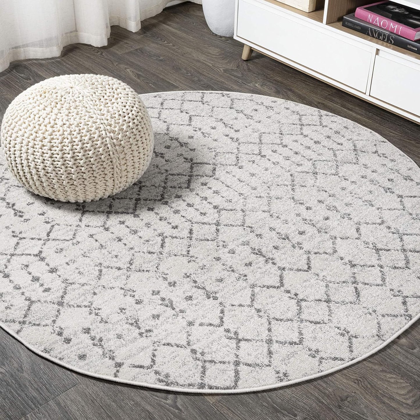 MOH101B-8 Moroccan Hype Boho Vintage Diamond 8 ft. x 10 ft. Area-Rug, Bohemian, Southwestern, Casual, Transitional, Pet Friendly, Non Shedding, Stain Resistant, Easy-Cleaning, Cream/Gray