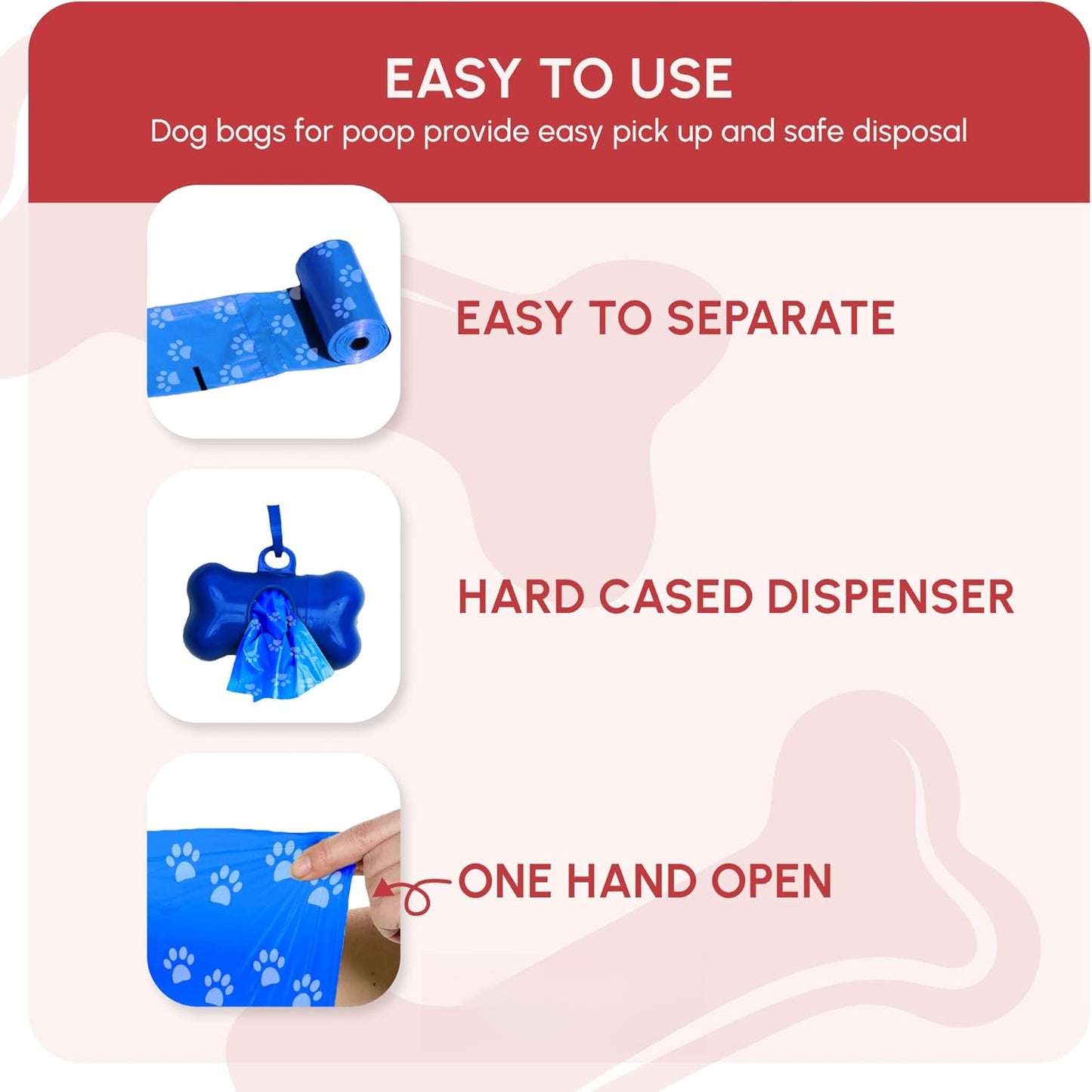 Rainbow Paw Print Poop Bags (2200 CT & 2 Dispensers) - Leak-Proof, Unscented, Clips to Leashes & Harnesses