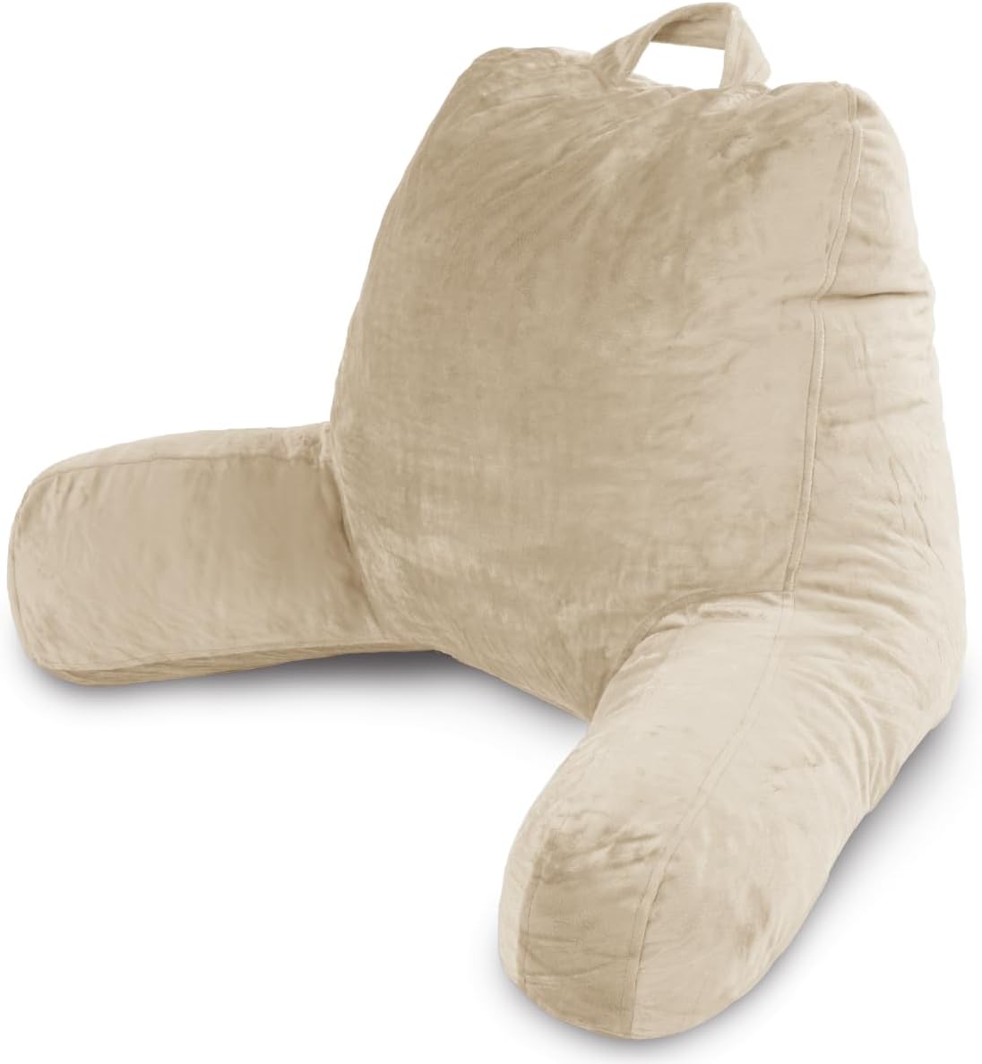 Reading Pillow with Shredded Memory Foam, Large Adult Backrest with Arms, Back Support for Sitting Up in Bed with Washable Cover (Sit up Pillow)