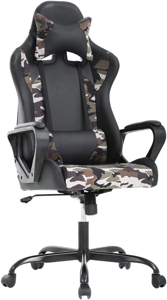 High-Back Gaming Chair PC Office Chair Computer Racing Chair PU Desk Task Chair Ergonomic Executive Swivel Rolling Chair with Lumbar Support for Back Pain Women, Men,White