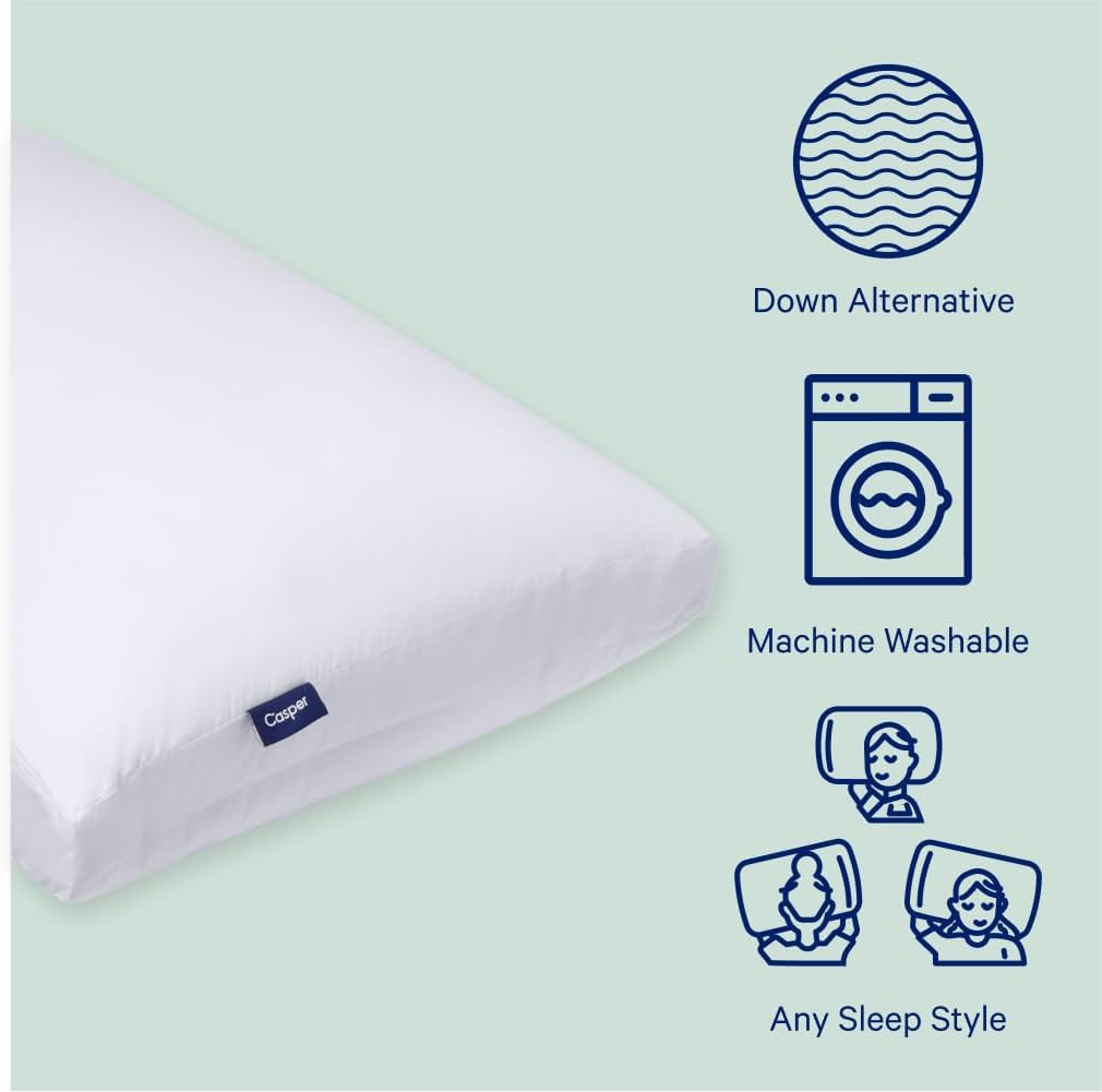 Pillow for Sleeping, Standard, White,100% Cotton Cover; Polyester Fabric Lining; Polyester Microfiber Fill
