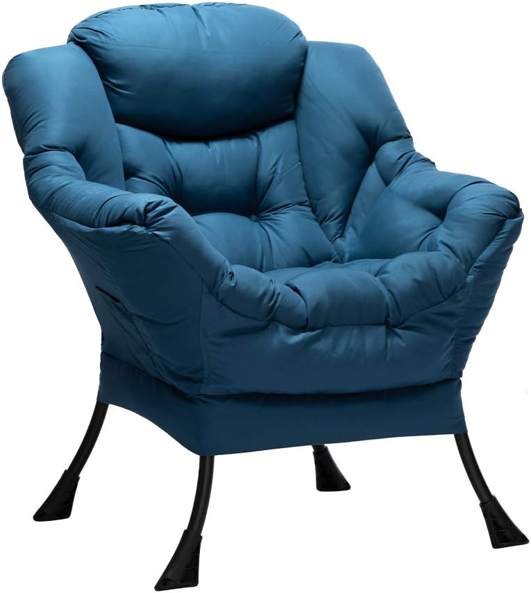 Fabric Large Lazy Chair for Living Room Accent Reading Chair Cozy Lounge Chair with Armrest Leisure Sofa Chair for Bedroom, Dorm, Dark Grey