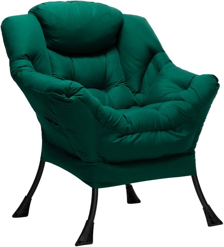 Fabric Large Lazy Chair for Living Room Accent Reading Chair Cozy Lounge Chair with Armrest Leisure Sofa Chair for Bedroom, Dorm, Dark Grey