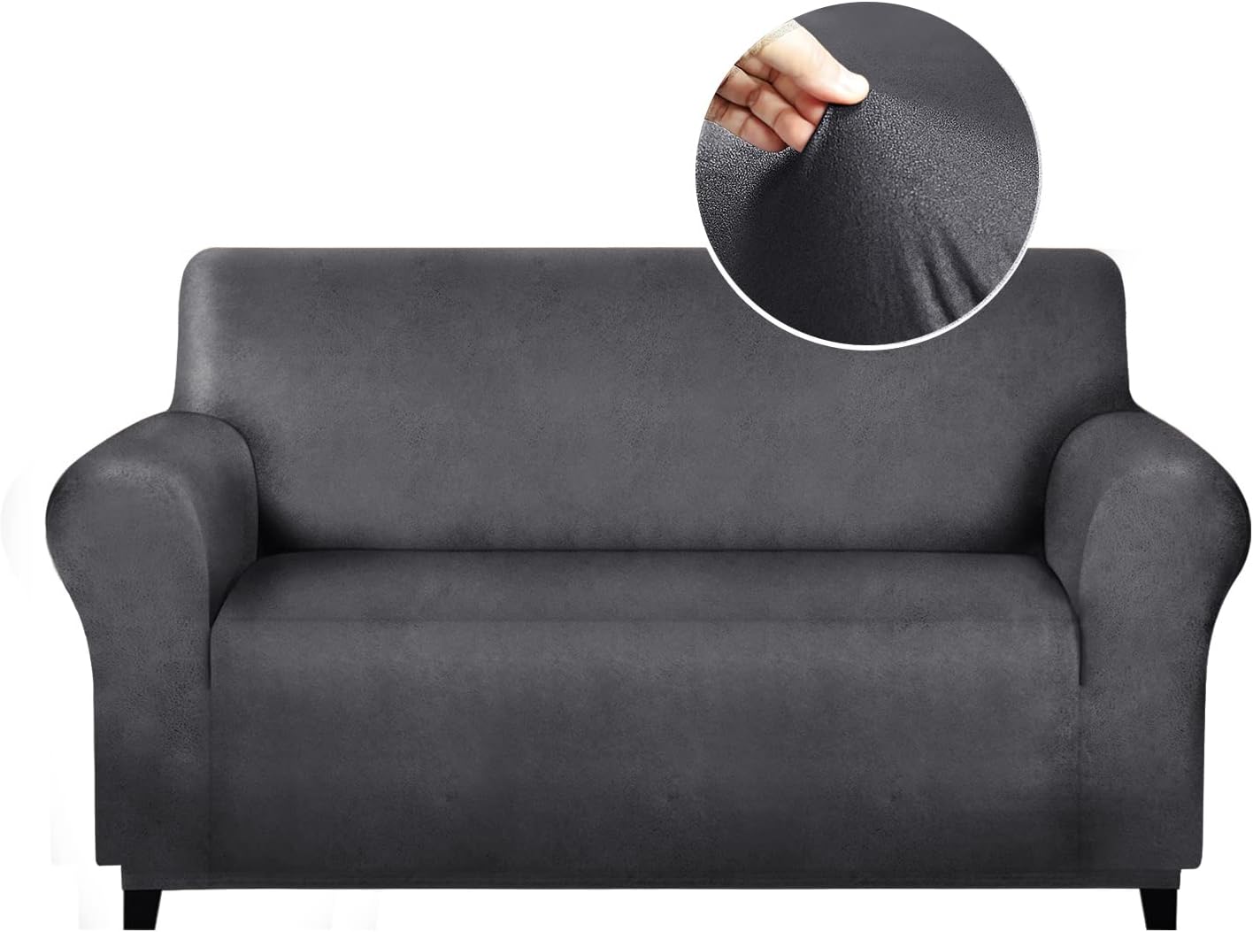 Single Sofa Cover for Home Décor, Super Soft Leather-Like Spandex Armchair Slipcover, Washable Non-Slip 1-Piece Chair Cover (Oversized Chair,Dark Brown)