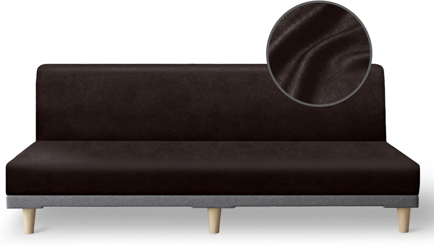 Single Sofa Cover for Home Décor, Super Soft Leather-Like Spandex Armchair Slipcover, Washable Non-Slip 1-Piece Chair Cover (Oversized Chair,Dark Brown)