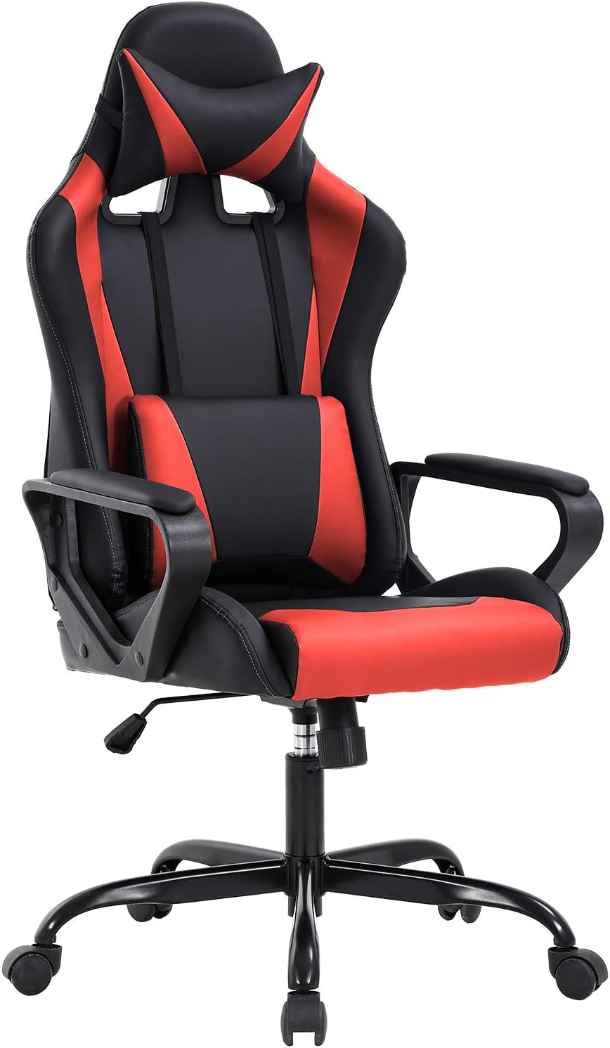 High-Back Gaming Chair PC Office Chair Computer Racing Chair PU Desk Task Chair Ergonomic Executive Swivel Rolling Chair with Lumbar Support for Back Pain Women, Men,White