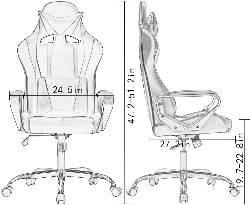 High-Back Gaming Chair PC Office Chair Computer Racing Chair PU Desk Task Chair Ergonomic Executive Swivel Rolling Chair with Lumbar Support for Back Pain Women, Men,White