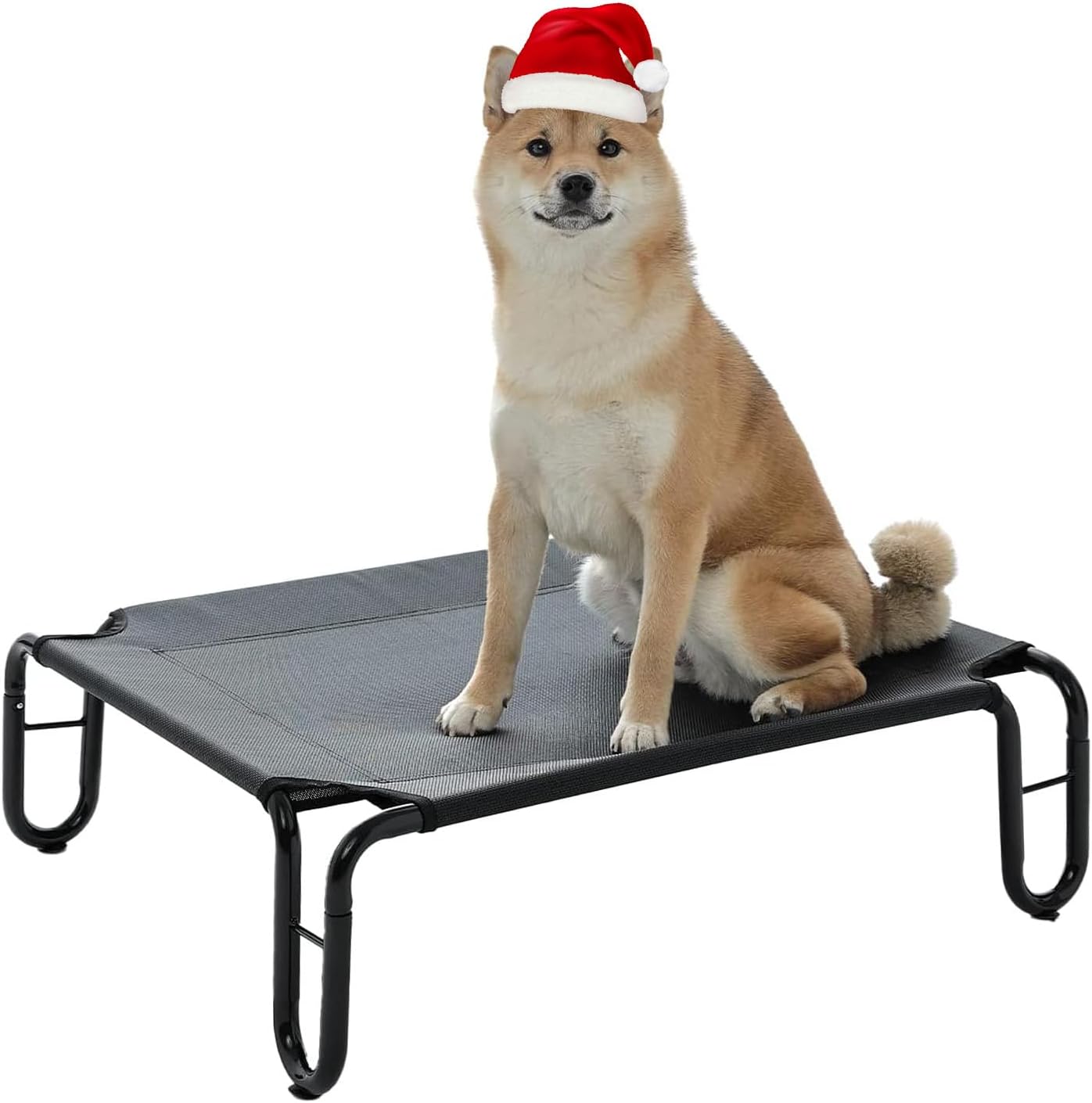 Elevated Outdoor Dog Bed - Raised Dog Bed for Large Dogs, Waterproof Dog Cot Bed Easy to Assemble, Cooling Elevated Dog Bed with Breathable Teslin Mesh, Durable, Non Slip, Up to 65 lbs,Grey