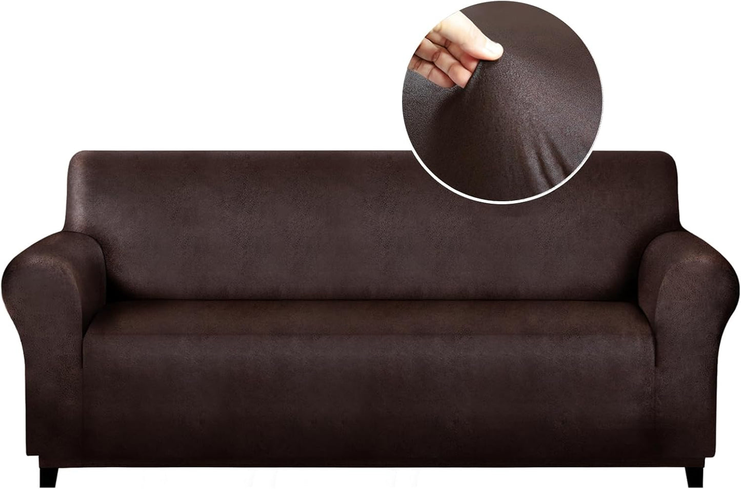Single Sofa Cover for Home Décor, Super Soft Leather-Like Spandex Armchair Slipcover, Washable Non-Slip 1-Piece Chair Cover (Oversized Chair,Dark Brown)