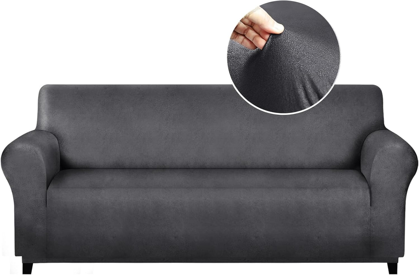 Single Sofa Cover for Home Décor, Super Soft Leather-Like Spandex Armchair Slipcover, Washable Non-Slip 1-Piece Chair Cover (Oversized Chair,Dark Brown)