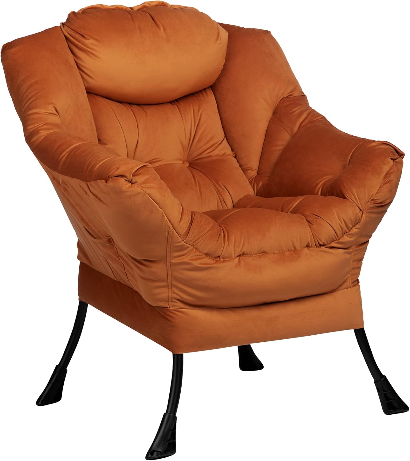 Fabric Large Lazy Chair for Living Room Accent Reading Chair Cozy Lounge Chair with Armrest Leisure Sofa Chair for Bedroom, Dorm, Dark Grey