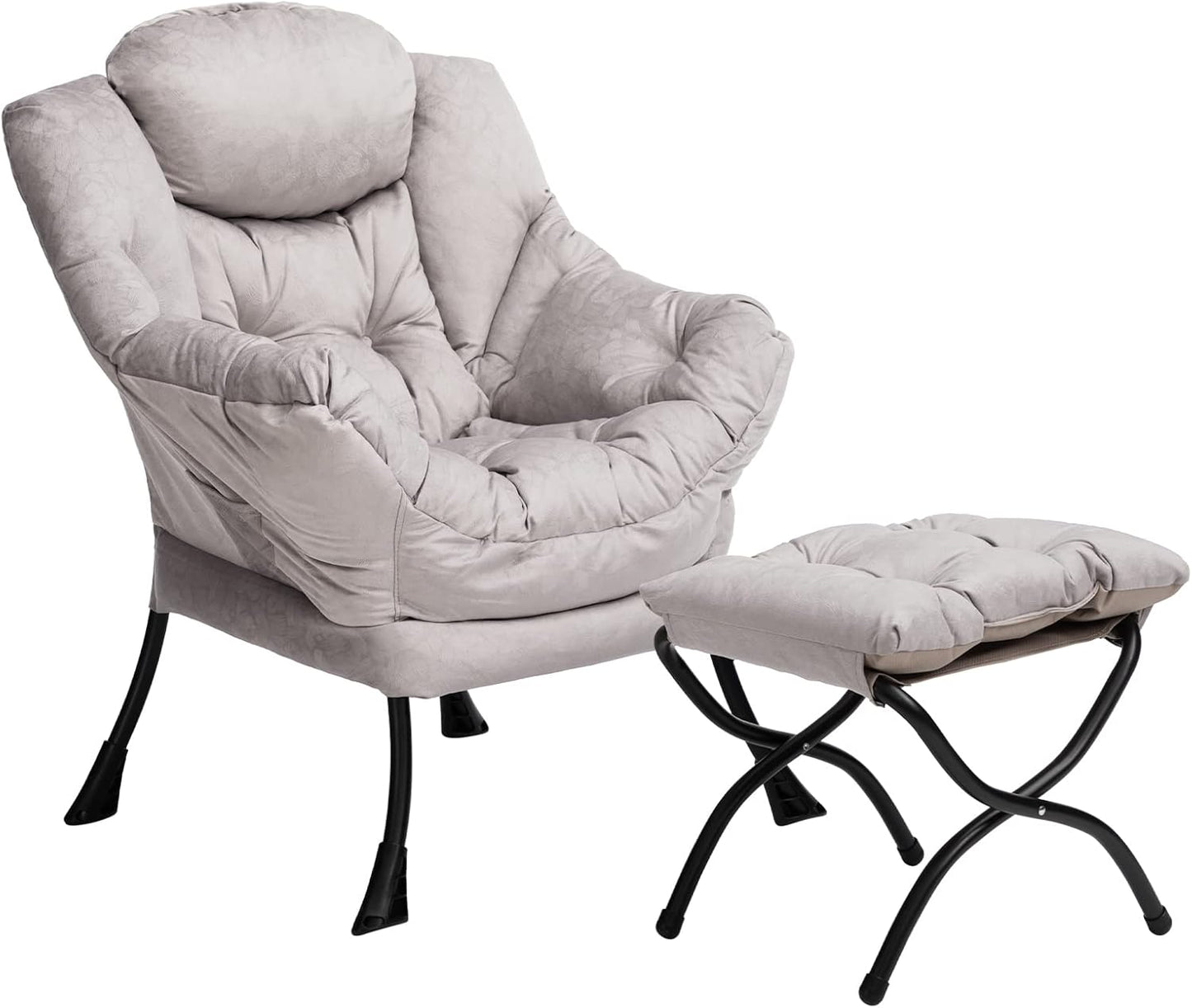 Fabric Large Lazy Chair for Living Room Accent Reading Chair Cozy Lounge Chair with Armrest Leisure Sofa Chair for Bedroom, Dorm, Dark Grey
