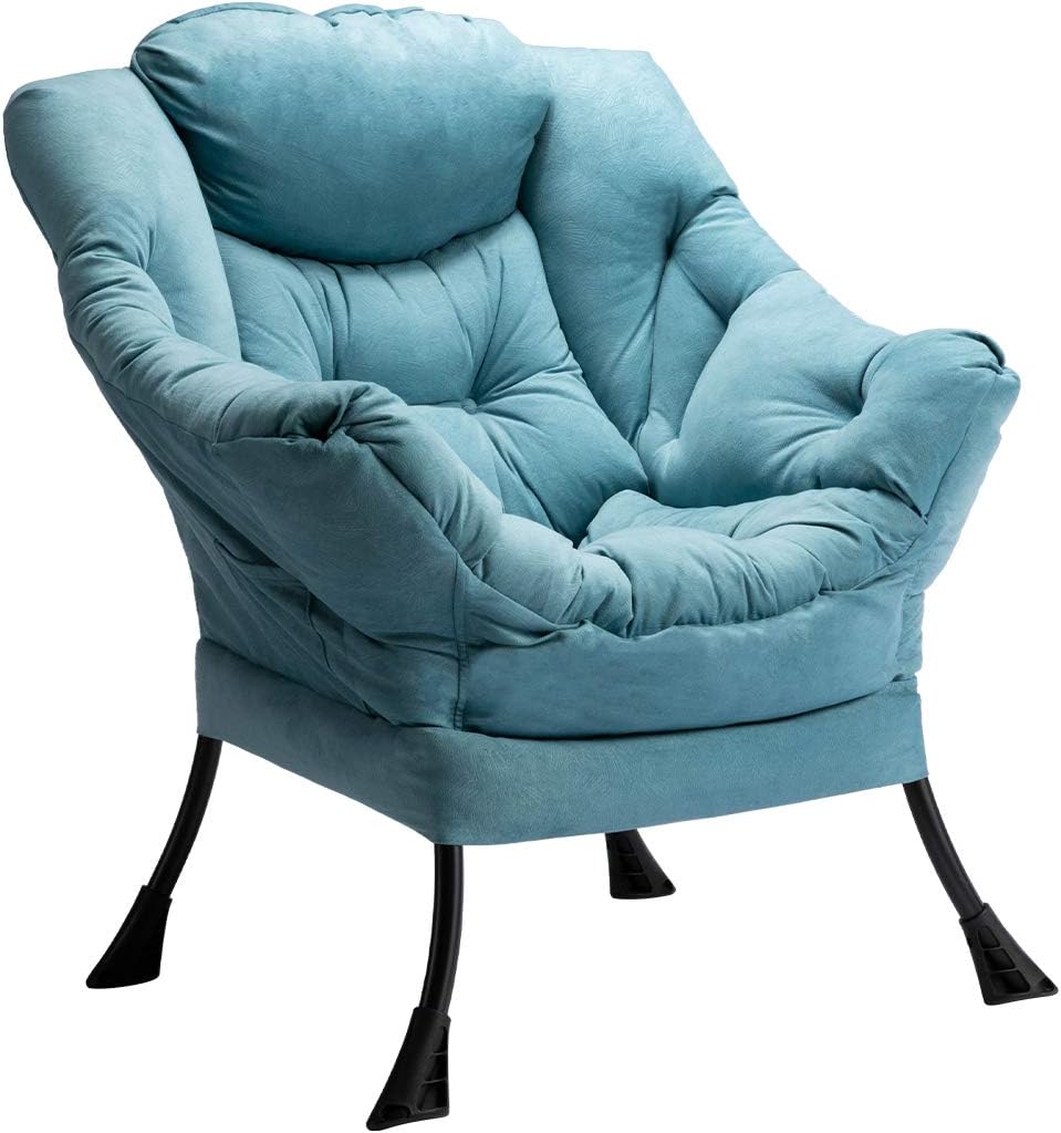 Fabric Large Lazy Chair for Living Room Accent Reading Chair Cozy Lounge Chair with Armrest Leisure Sofa Chair for Bedroom, Dorm, Dark Grey