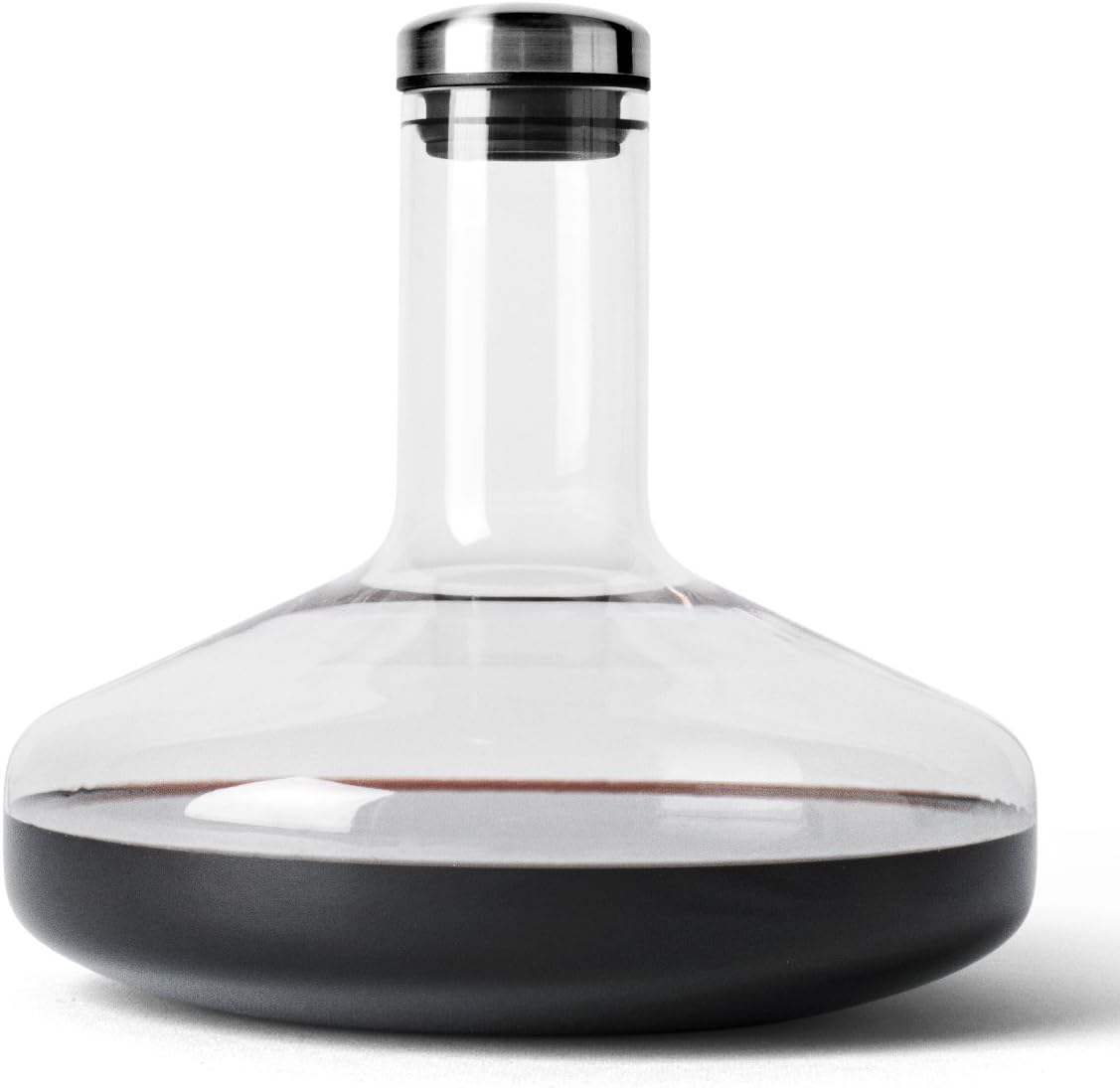 MENU Wine Breather for Red Wine, High-End Quality Glass Decanter, Original Scandinavian Designer Carafe with Built In Functional Aeator, Wine Accessory for Serving and Decanting (Clear-Silver)