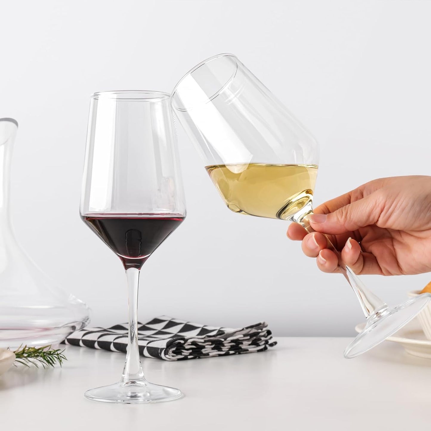 Wine Glasses Set of 12, 13.5oz Red & White Wine Glasses for Party, Long Stem Wine Glasses, Lead-free, Ideal Wine Accessories Gift (Clear)