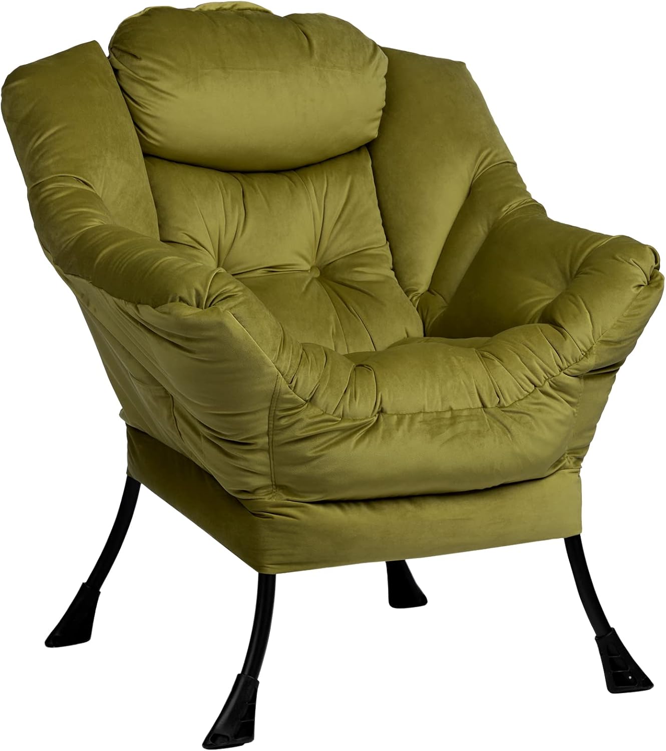 Fabric Large Lazy Chair for Living Room Accent Reading Chair Cozy Lounge Chair with Armrest Leisure Sofa Chair for Bedroom, Dorm, Dark Grey
