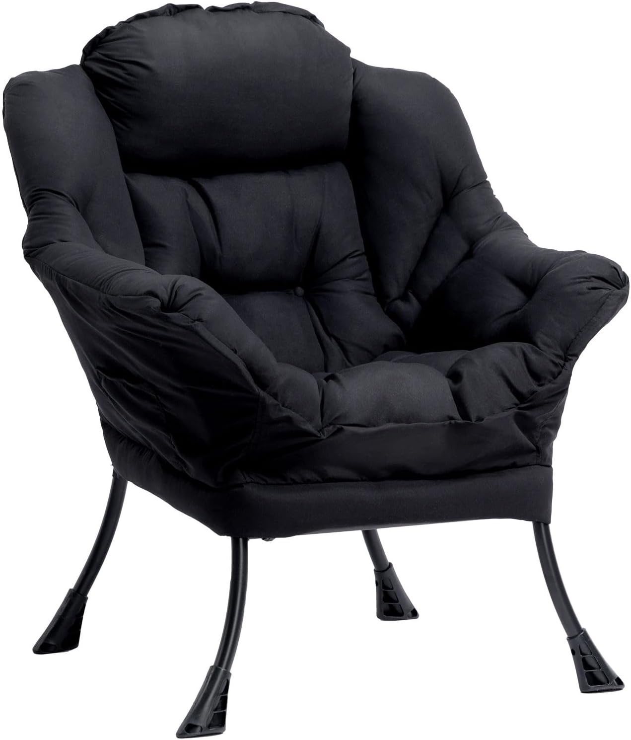 Fabric Large Lazy Chair for Living Room Accent Reading Chair Cozy Lounge Chair with Armrest Leisure Sofa Chair for Bedroom, Dorm, Dark Grey