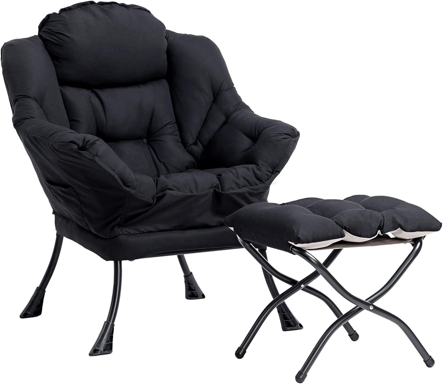 Fabric Large Lazy Chair for Living Room Accent Reading Chair Cozy Lounge Chair with Armrest Leisure Sofa Chair for Bedroom, Dorm, Dark Grey