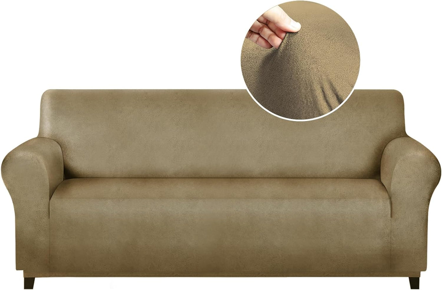 Single Sofa Cover for Home Décor, Super Soft Leather-Like Spandex Armchair Slipcover, Washable Non-Slip 1-Piece Chair Cover (Oversized Chair,Dark Brown)
