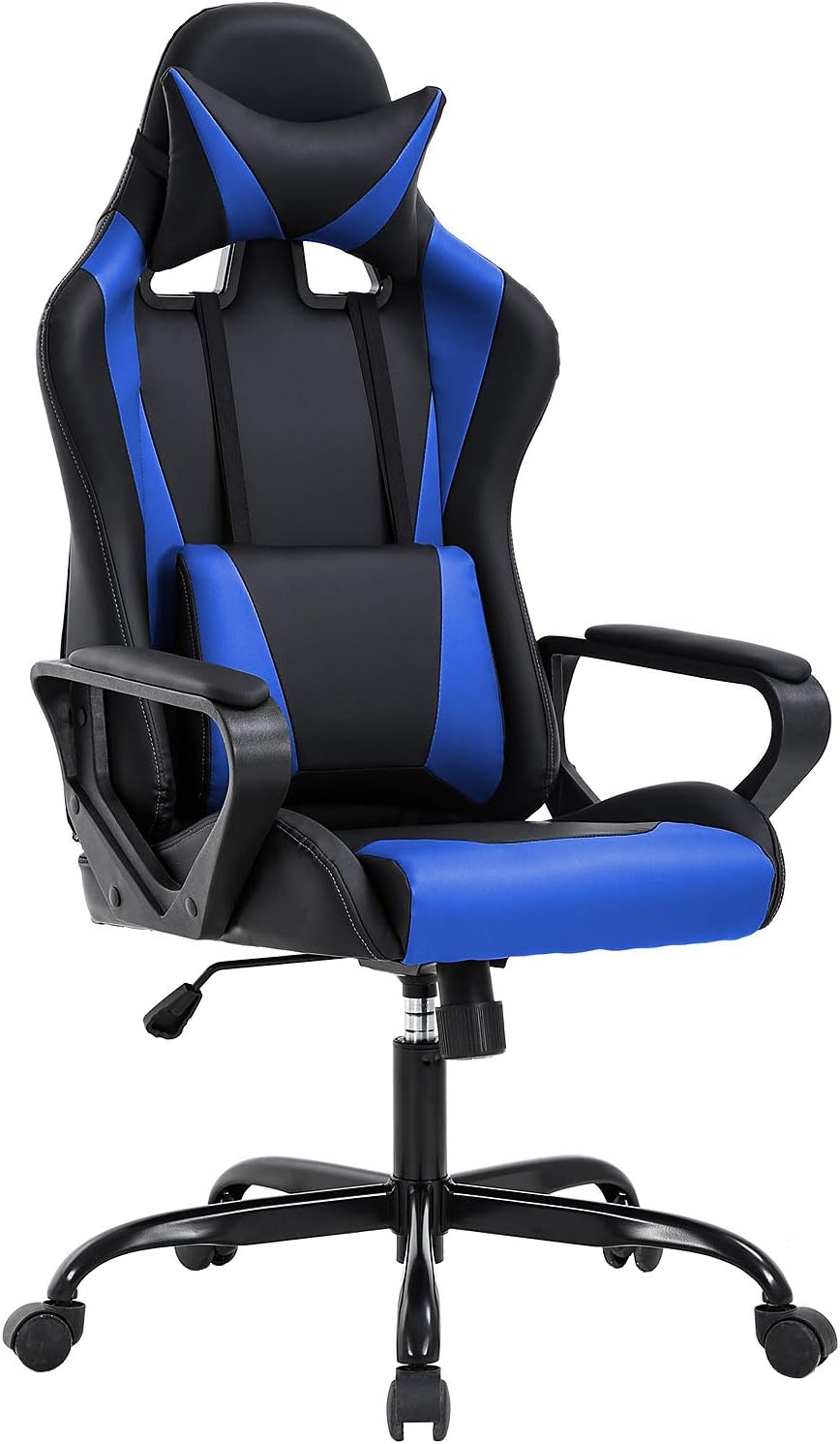 High-Back Gaming Chair PC Office Chair Computer Racing Chair PU Desk Task Chair Ergonomic Executive Swivel Rolling Chair with Lumbar Support for Back Pain Women, Men,White