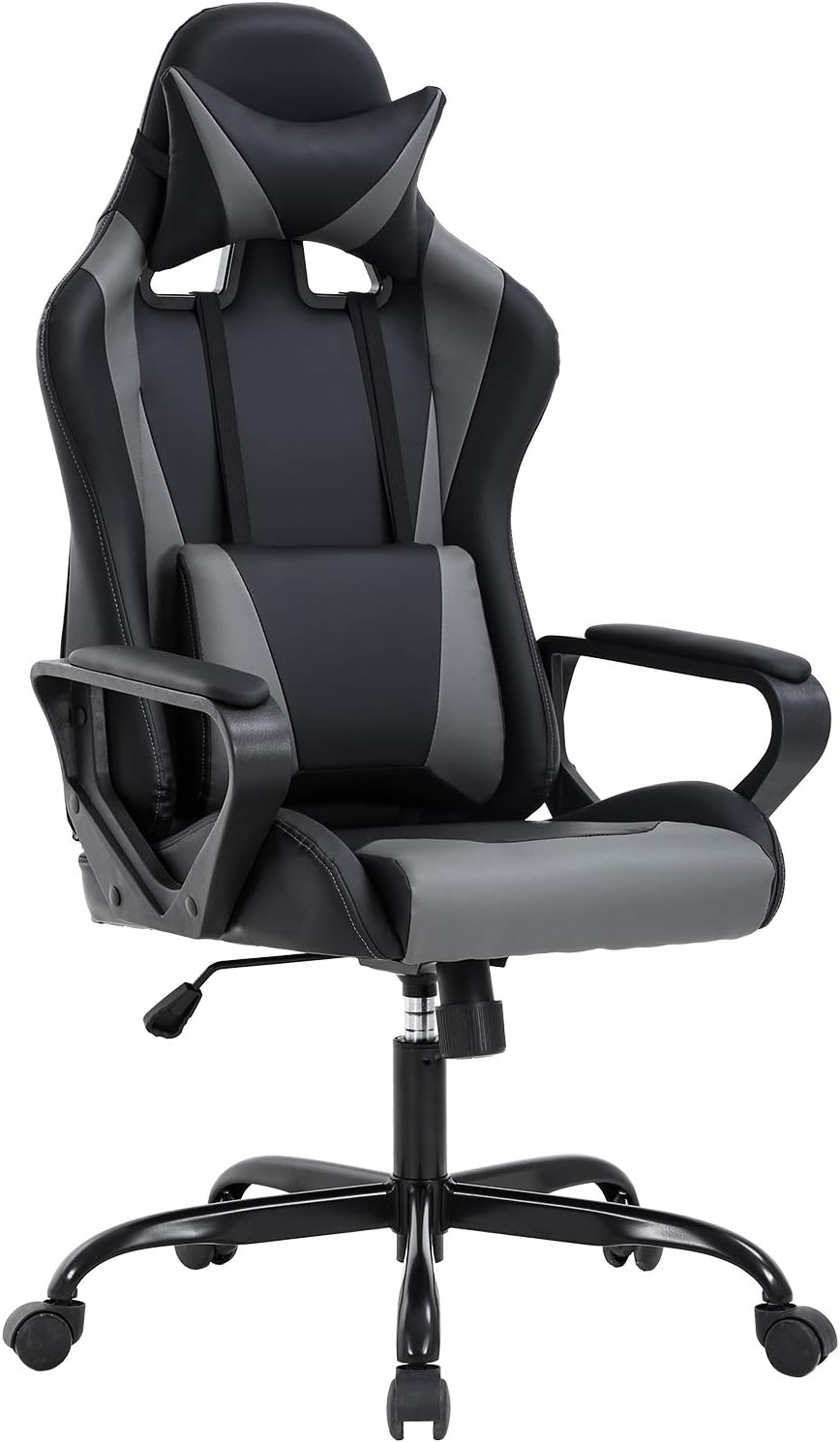 High-Back Gaming Chair PC Office Chair Computer Racing Chair PU Desk Task Chair Ergonomic Executive Swivel Rolling Chair with Lumbar Support for Back Pain Women, Men,White